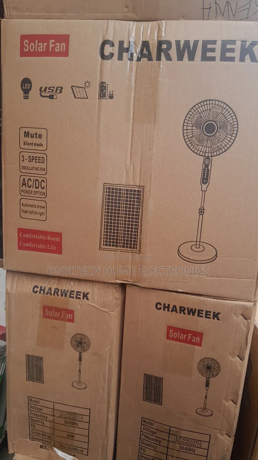 Charweek Solar Fan With Panel, Remote Control, and Bulbs
