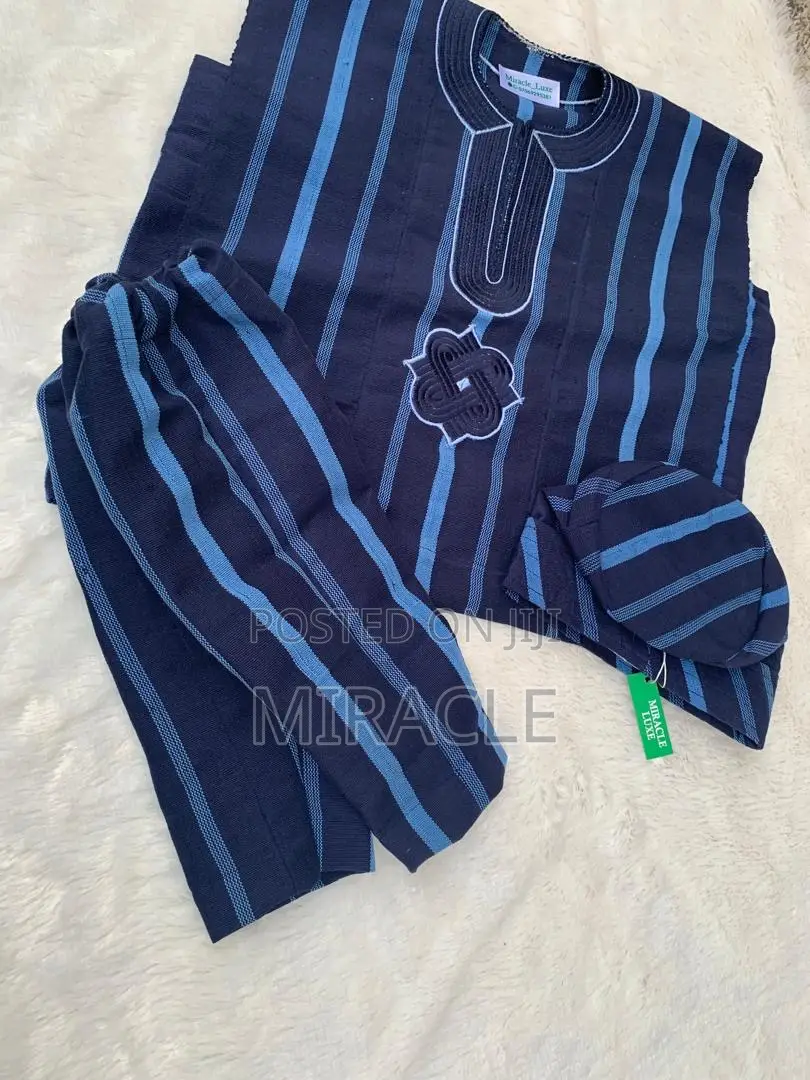 Aso Oke Danshiki With Embroidery, Cap and Trouser