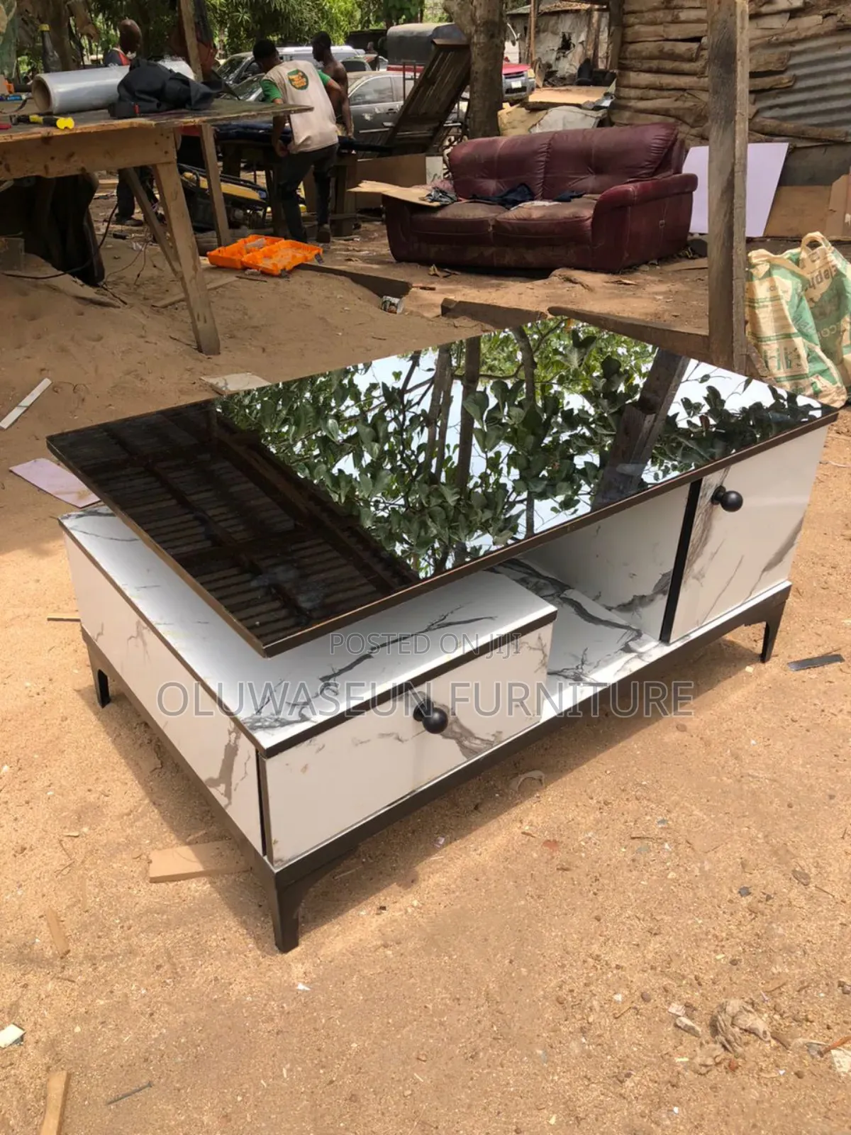 Center Table With Glasstop and Drawesome by Oluwaseun Furniture