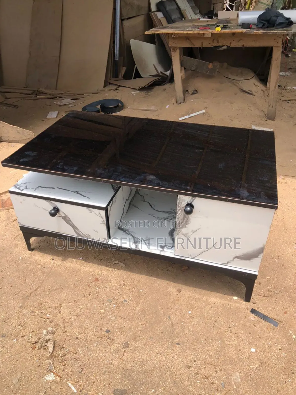 Center Table With Glasstop and Drawesome by Oluwaseun Furniture
