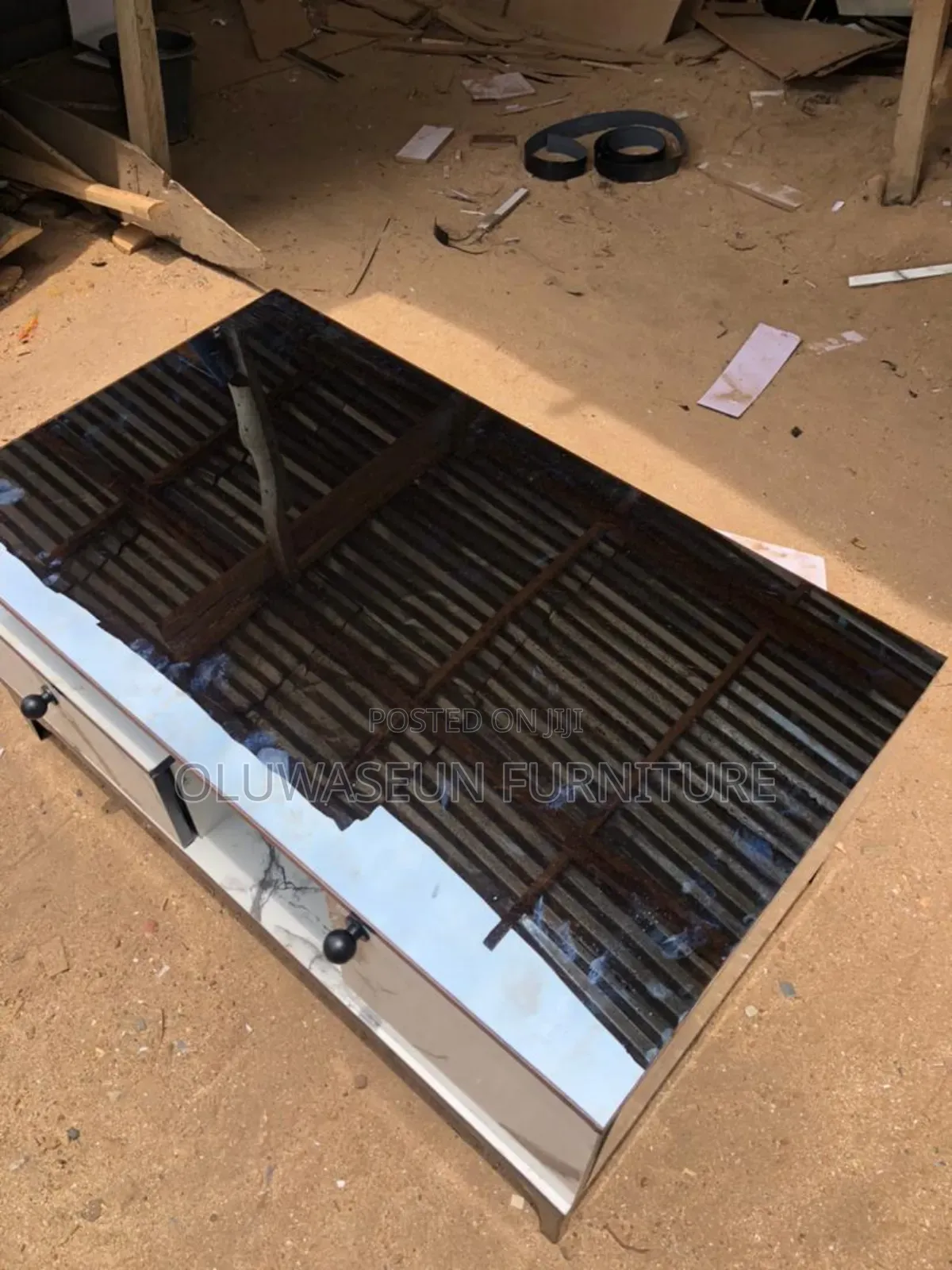 Center Table With Glasstop and Drawesome by Oluwaseun Furniture
