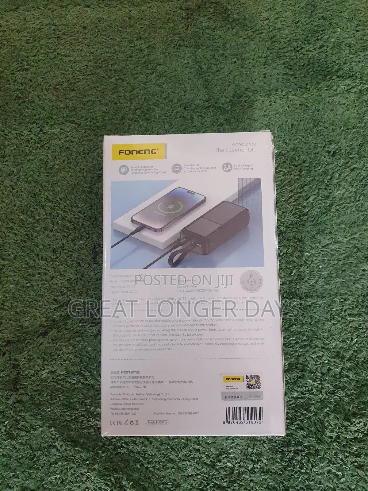 Foneng Power Bank 30000mah Without Fast Charging and Not Type C Out
