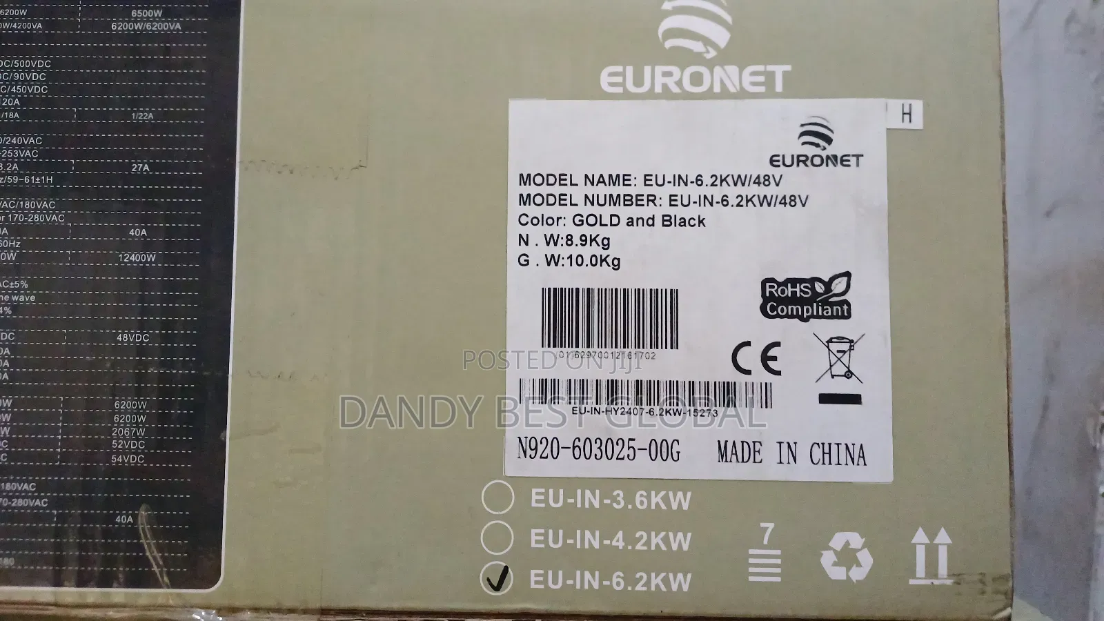 Euronet 6.2kva/48v Hybrid Inverter Pure Sine Wave
