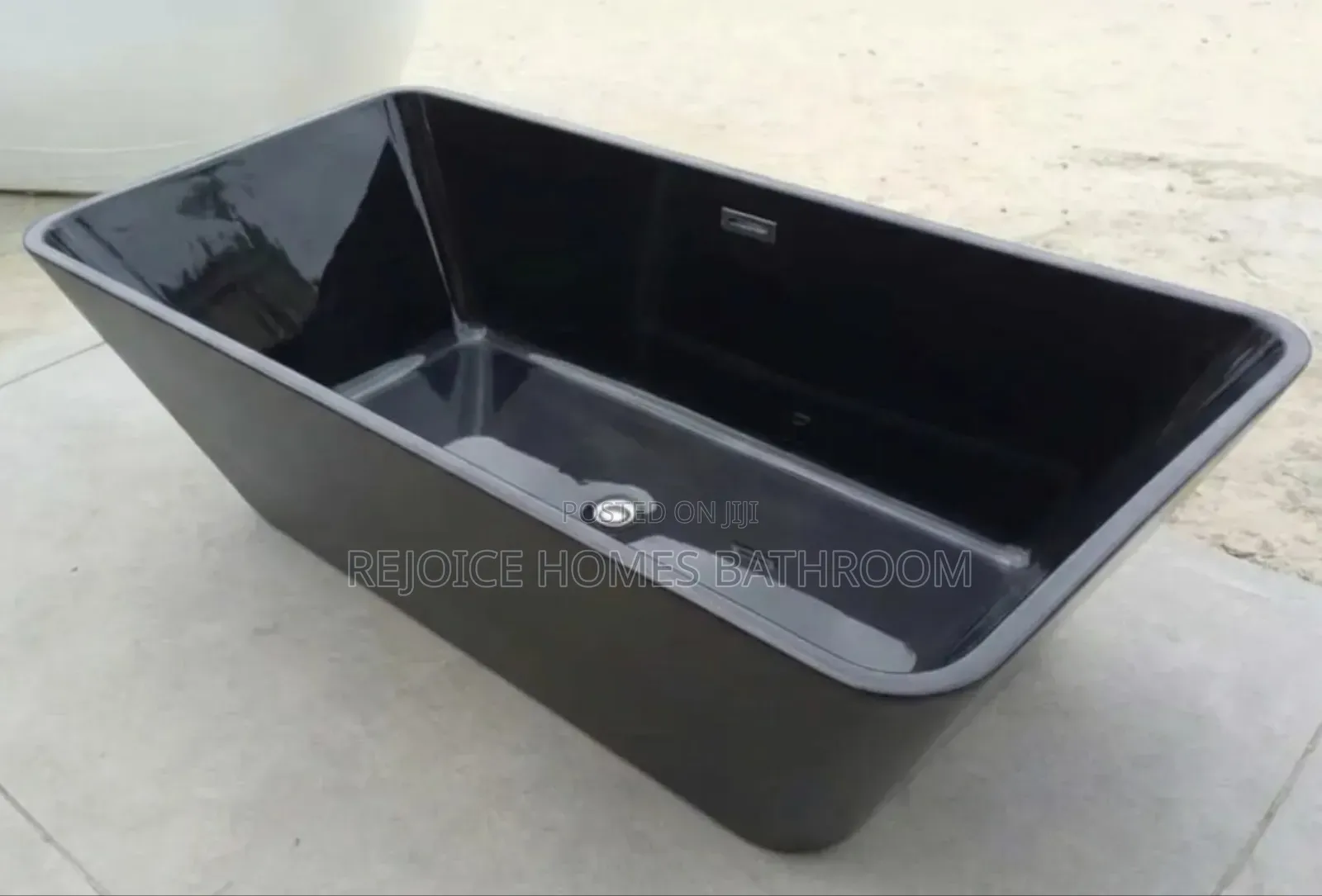 Luxury Square Freestanding Acrylic Black Bathtub