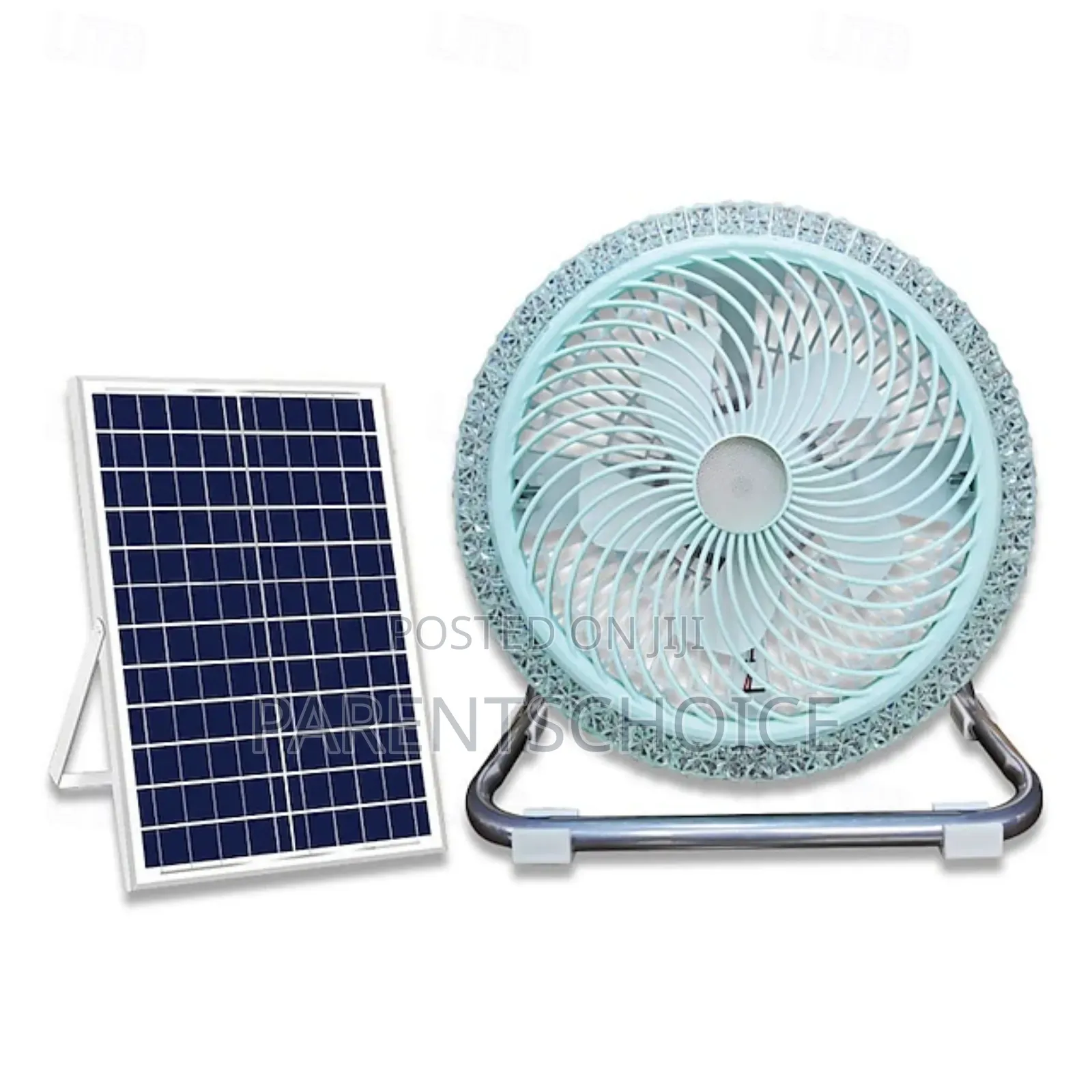 Rechargeable Solar Powered Camping Fan With Led Light