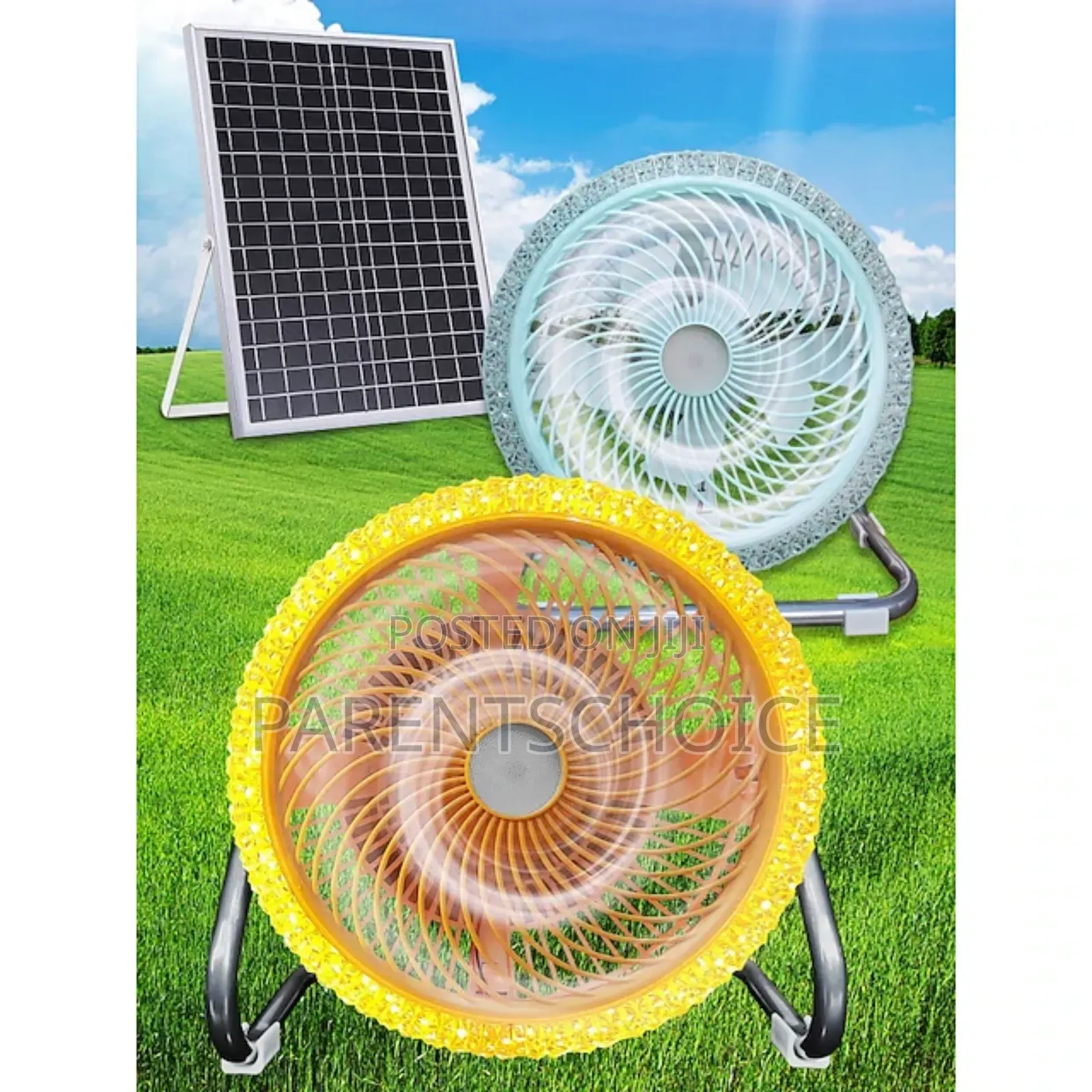 Rechargeable Solar Powered Camping Fan With Led Light