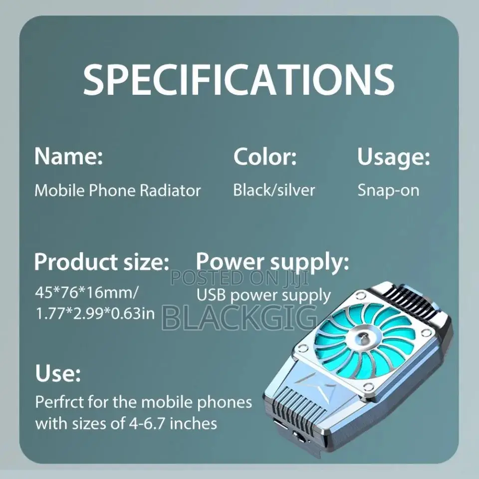 Phone Cooler Rechargeable Gaming Cooler for Phone Radiator