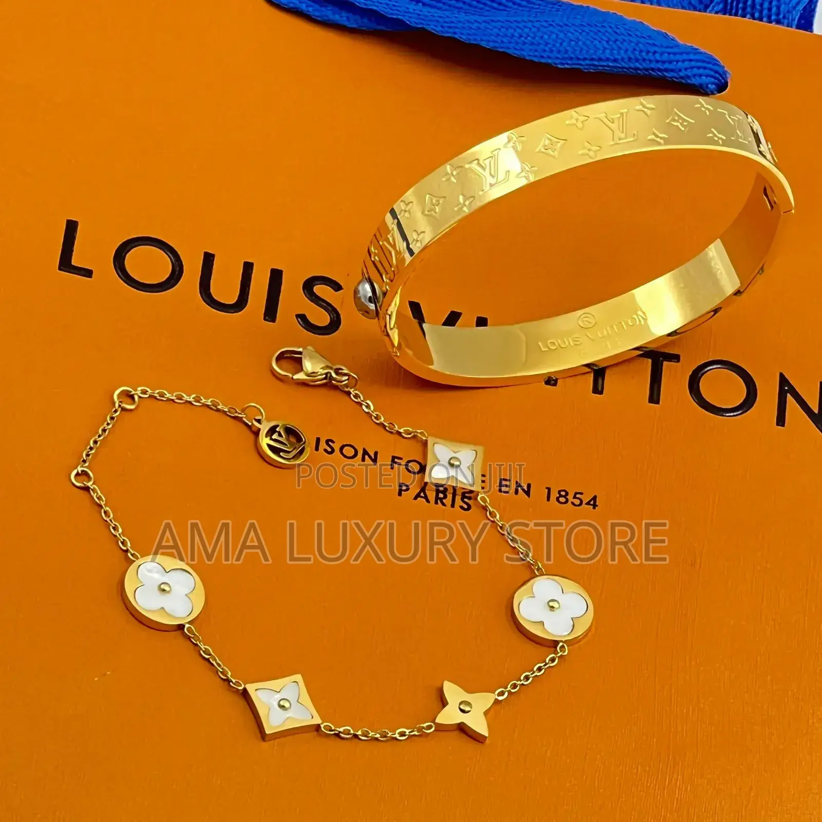 Louis Vuitton Luxury Stainless Steel Wrist Bracelets/Chain N40k Each