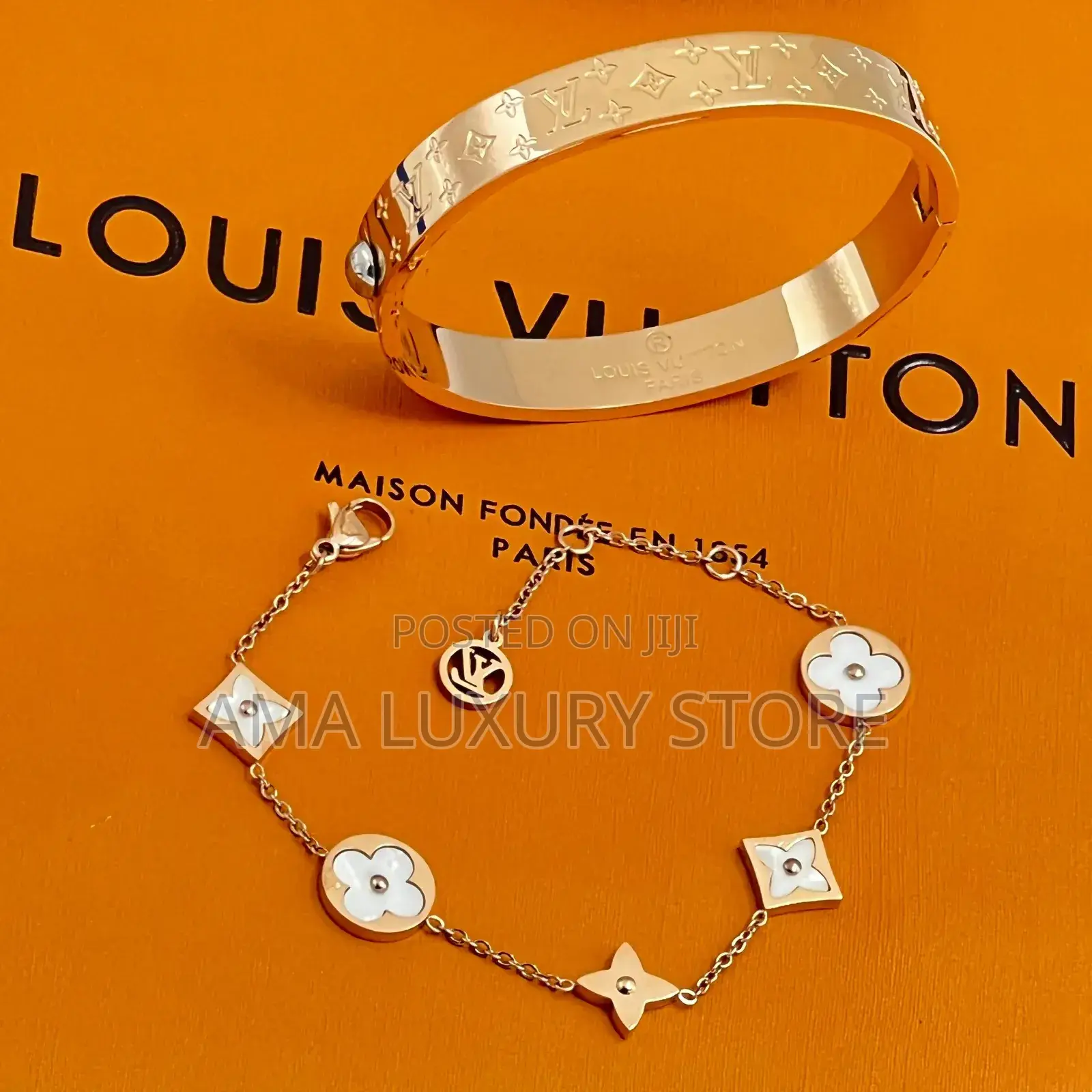 Louis Vuitton Luxury Stainless Steel Wrist Bracelets/Chain N40k Each