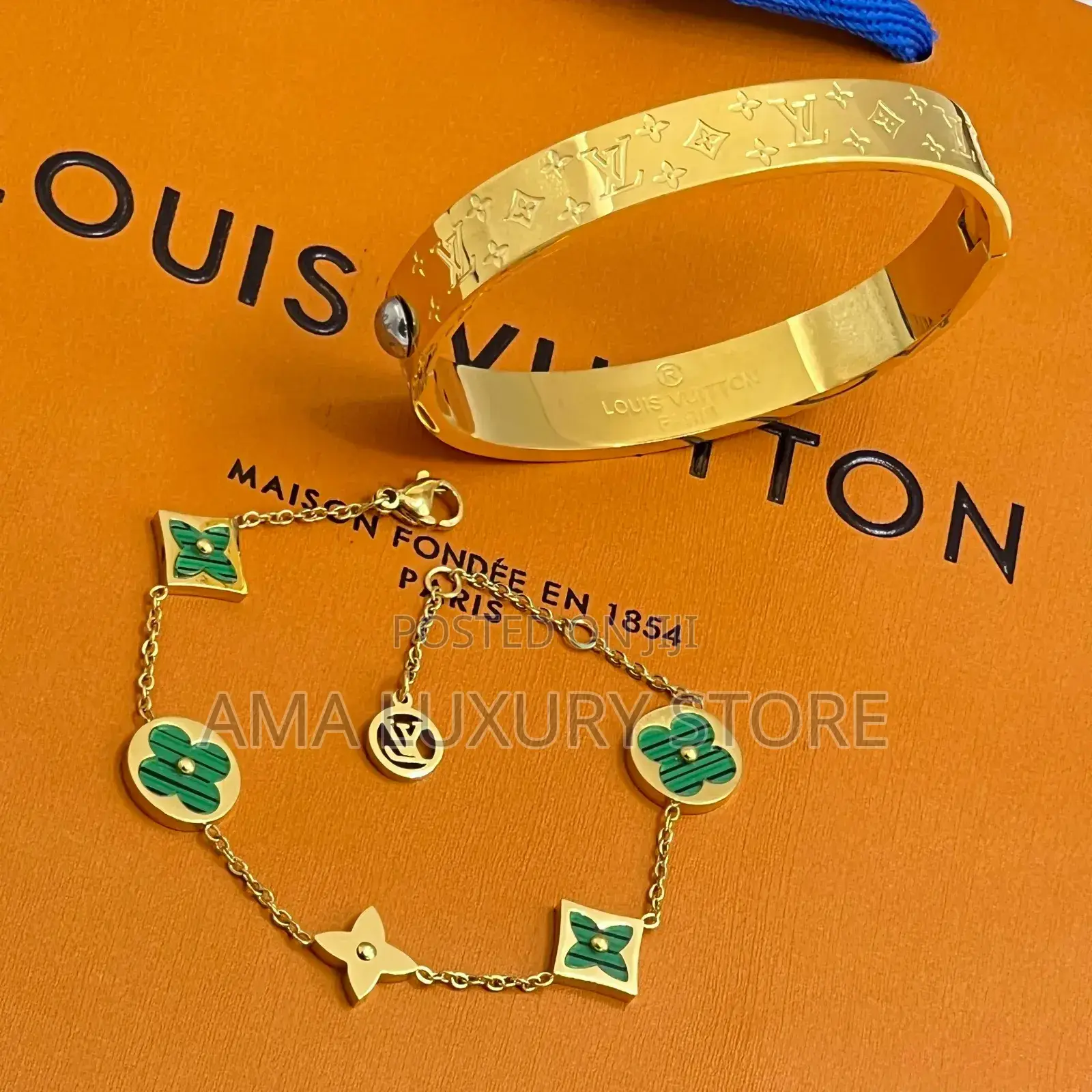 Louis Vuitton Luxury Stainless Steel Wrist Bracelets/Chain N40k Each