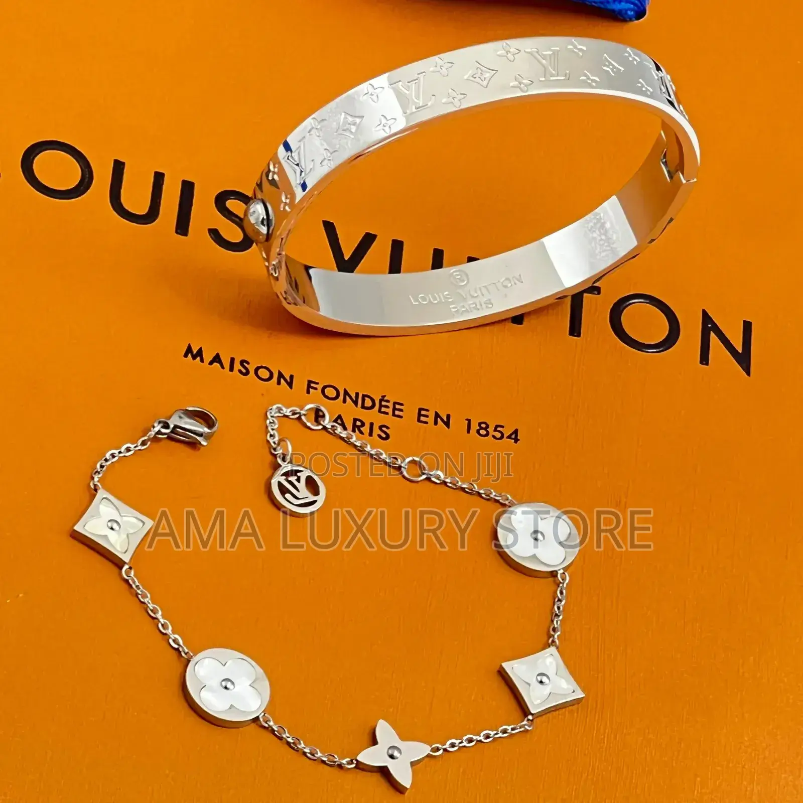 Louis Vuitton Luxury Stainless Steel Wrist Bracelets/Chain N40k Each