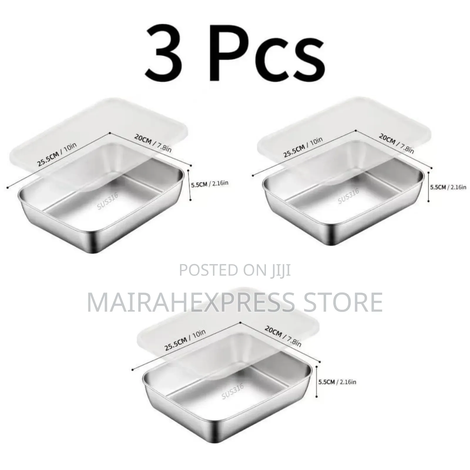 3pcs Stainless Steel Bowl With Cover