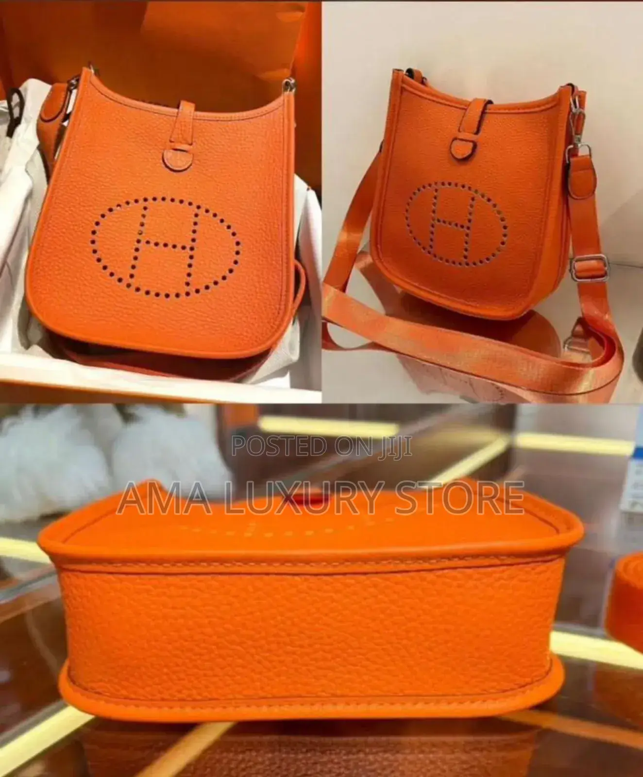 Hermes Genuine Leather Men's Crossbody Side Bags