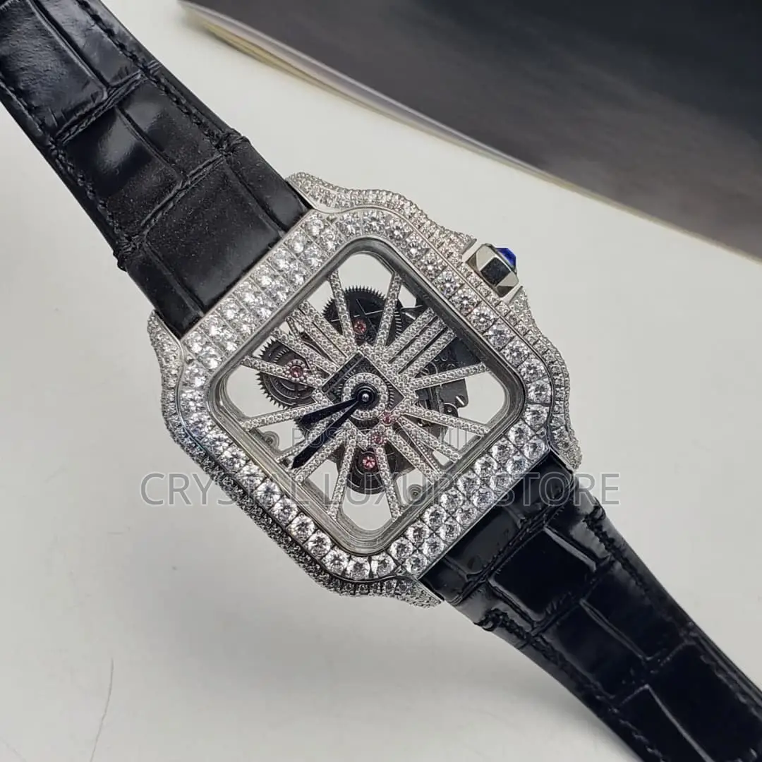 Cartier Quality Luxury Men Stone Face Automatic Engine Wristwatch