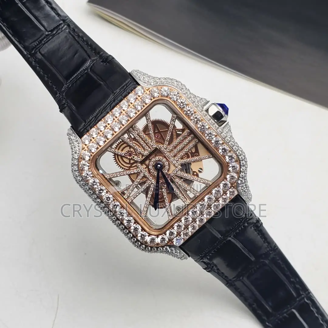 Cartier Quality Luxury Men Stone Face Automatic Engine Wristwatch