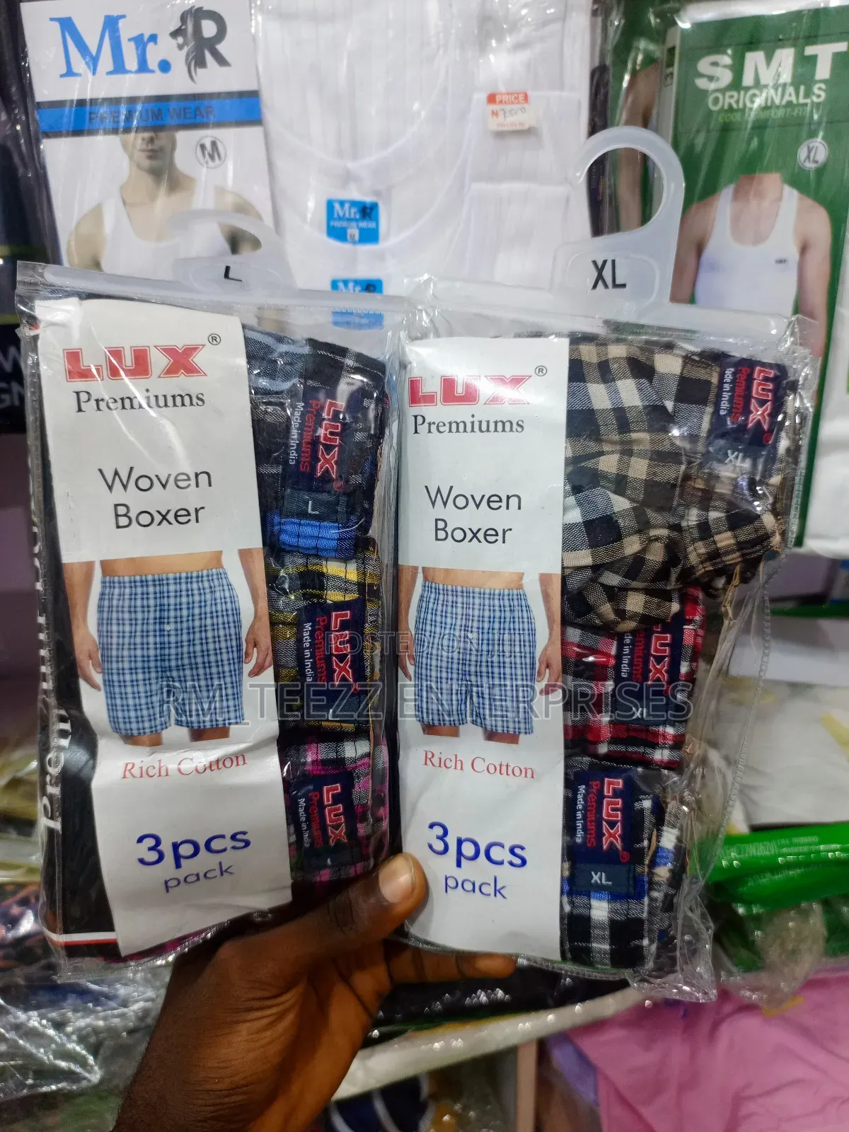 3in1 Men's Lux Premium Rich Cotton Woven Boxers