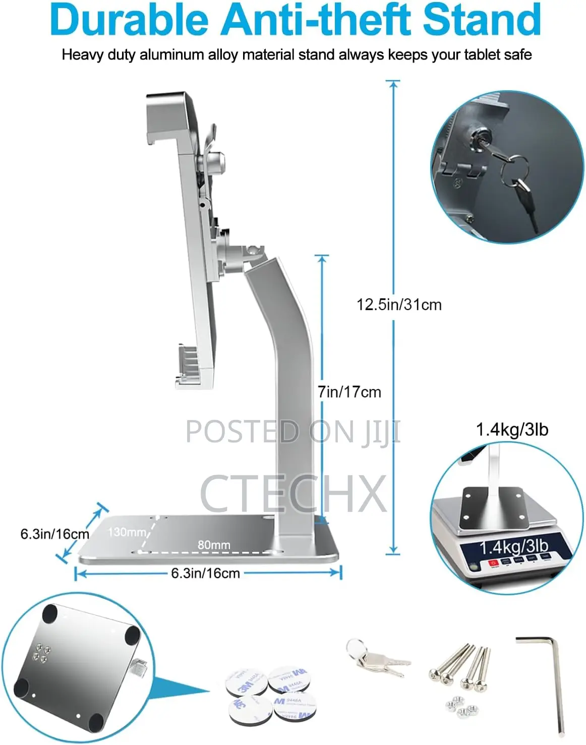 Anti-Theft Desktop Tablet Kiosk Stand Holder With Security Lock7-11"