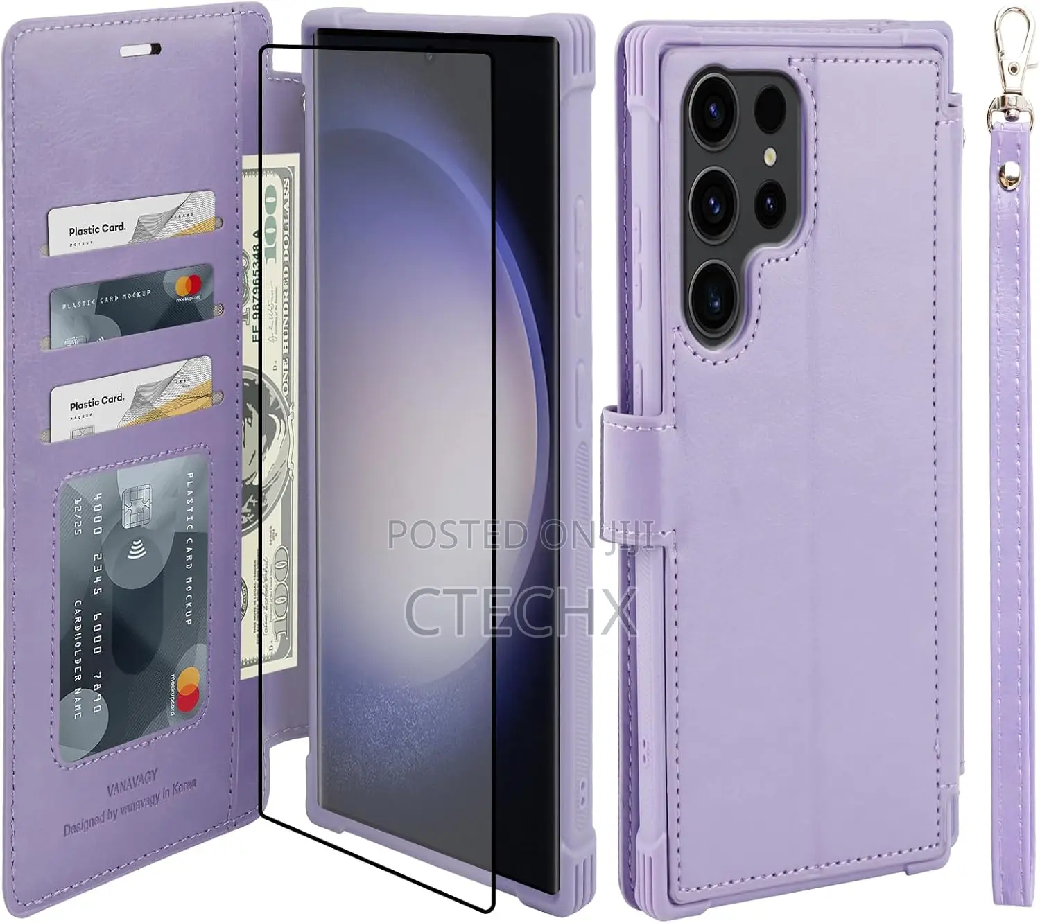 Galaxy S23 Ultra Wallet Case Rfid Flip Leather Cover Clove Purple