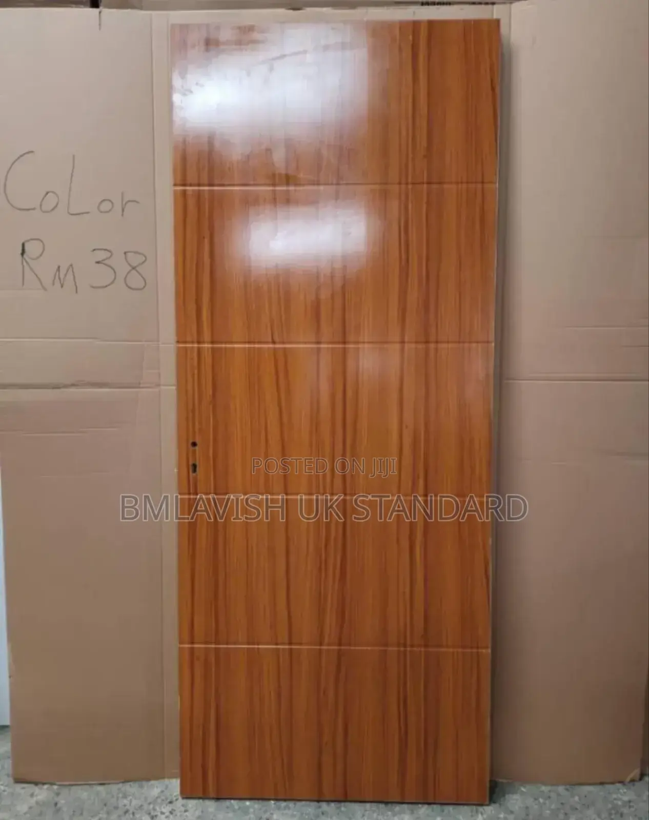 HDF Brownish Imported Wooden Room Doors 3ft by 7ft, Frame and Locks