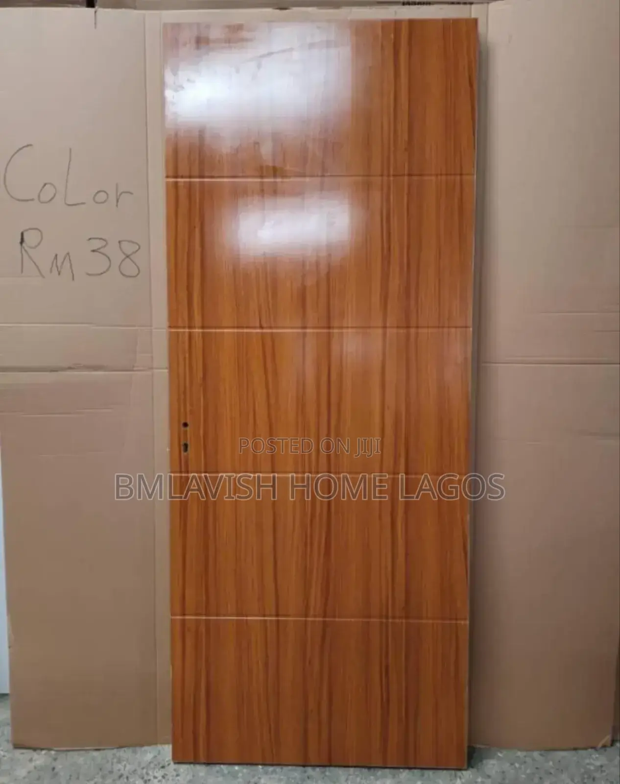 HDF Brownish Imported Wooden Room Doors 3ft by 7ft, Frame and Locks