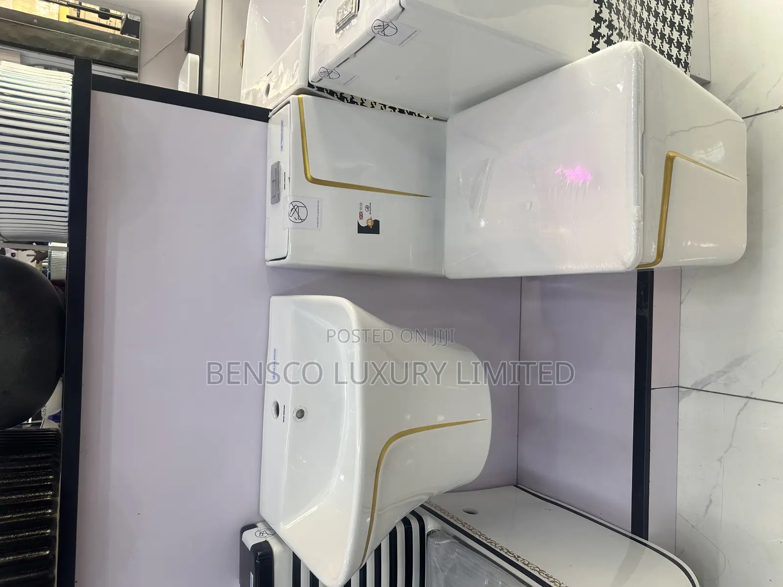 Gold and White Executive Set of Water Closet