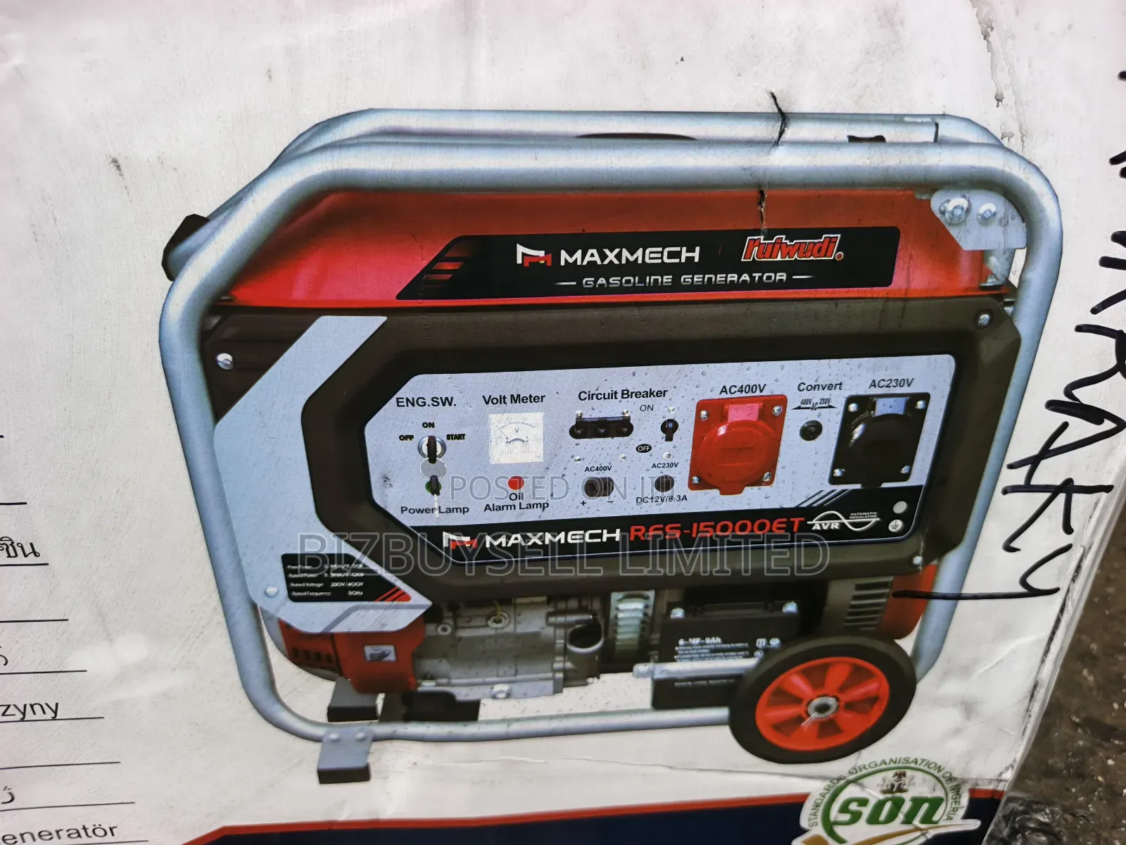 11.3kva Maxmech Petrol Genaretor With Industrial Plugs for Heavy Loads