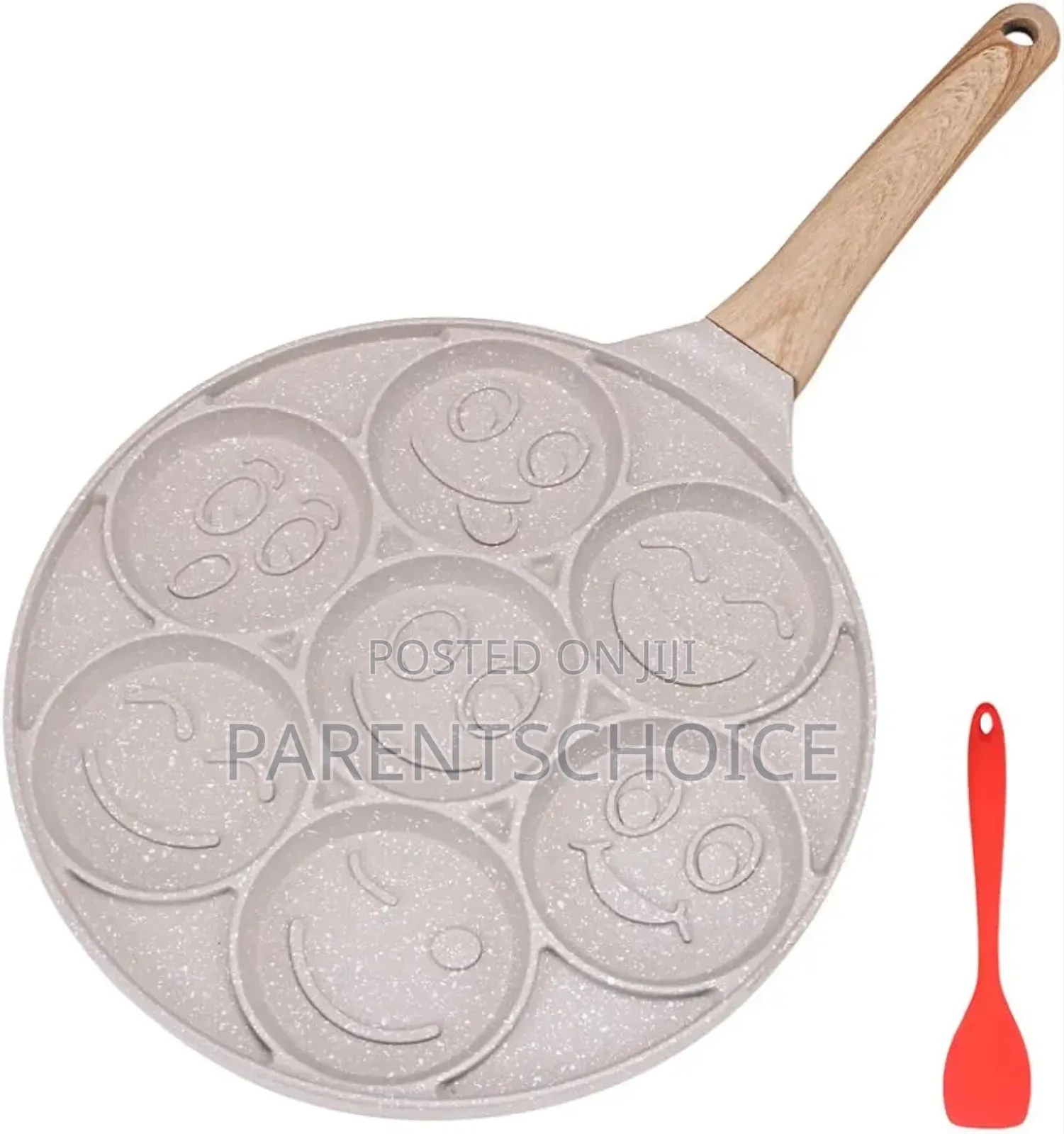 7 Holes Smiley Face Pancake Pan (Black / White Color)