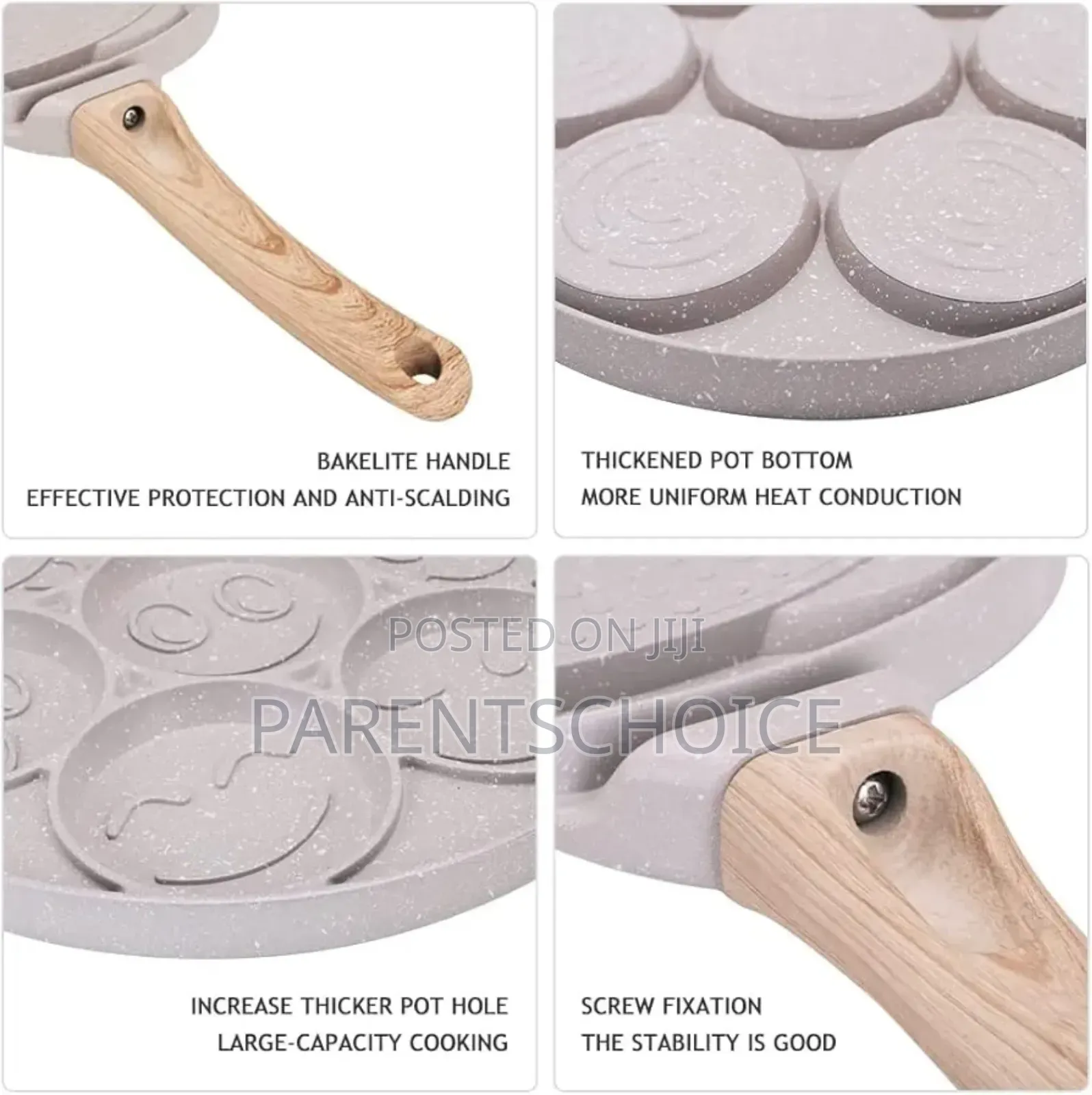 7 Holes Smiley Face Pancake Pan (Black / White Color)