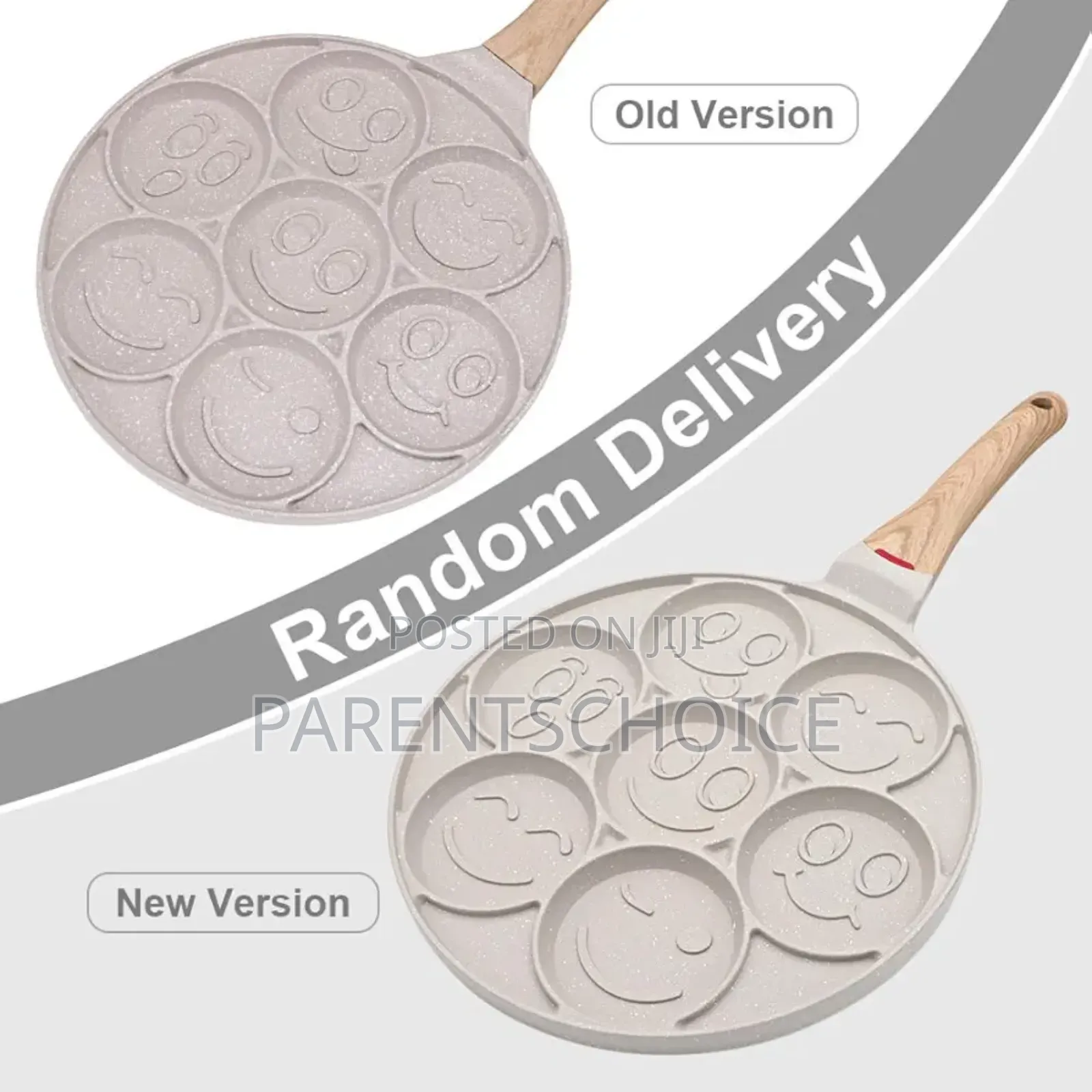 7 Holes Smiley Face Pancake Pan (Black / White Color)