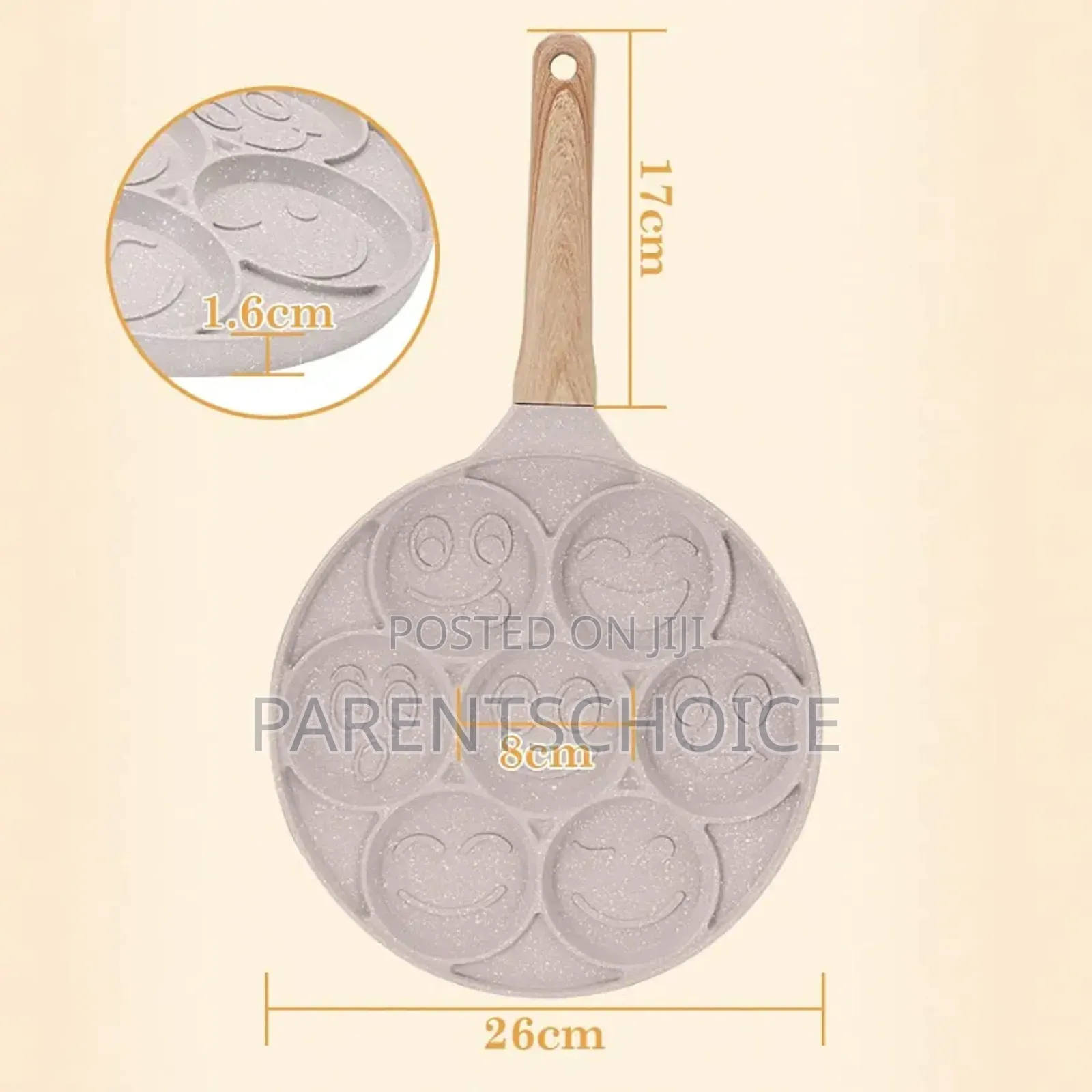 7 Holes Smiley Face Pancake Pan (Black / White Color)