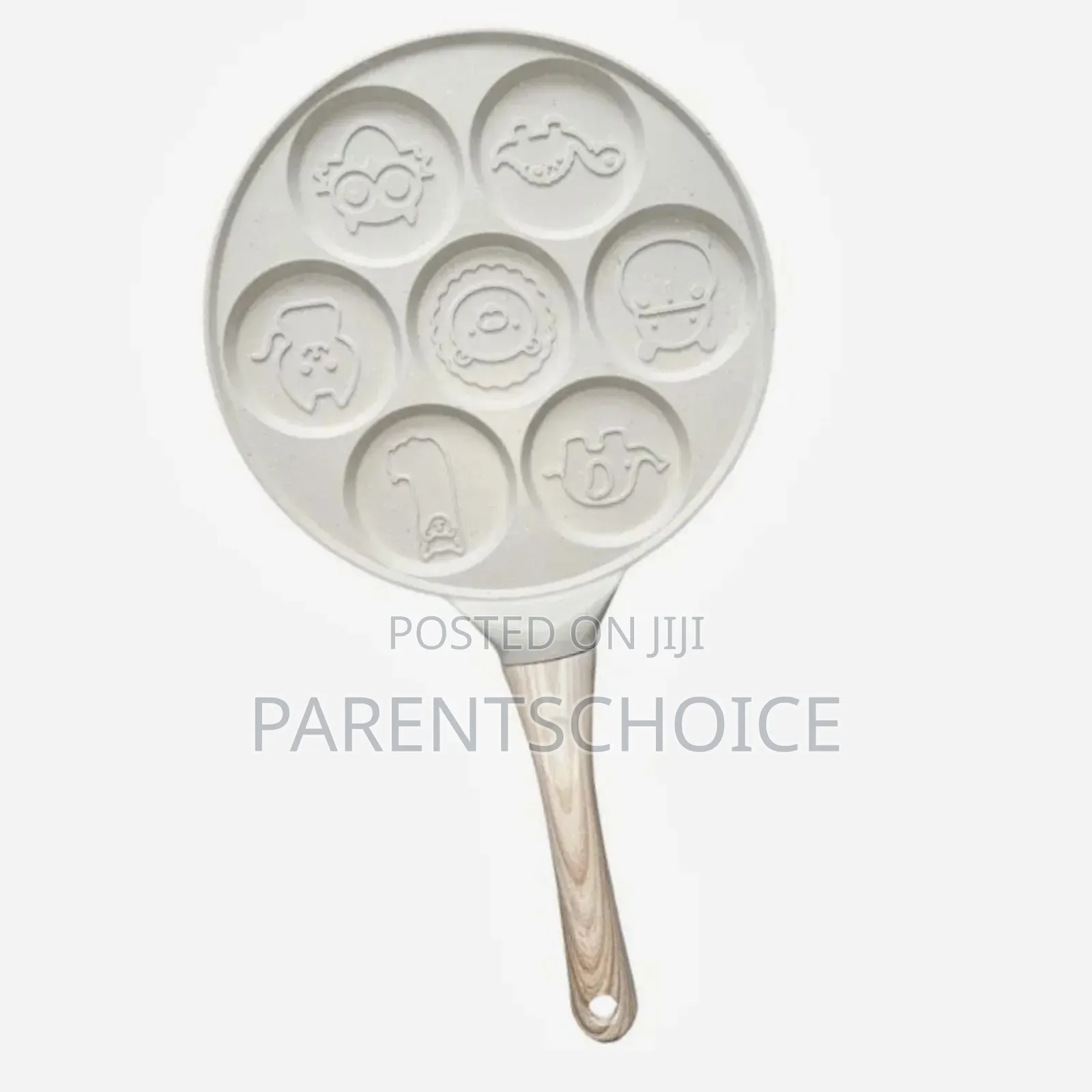 7 Holes Smiley Face Pancake Pan (Black / White Color)