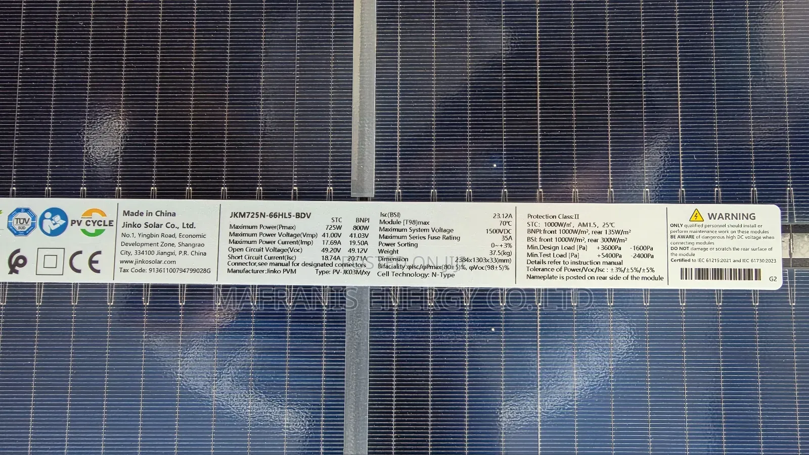 Jinko 725watt Bifacial Solar Panels