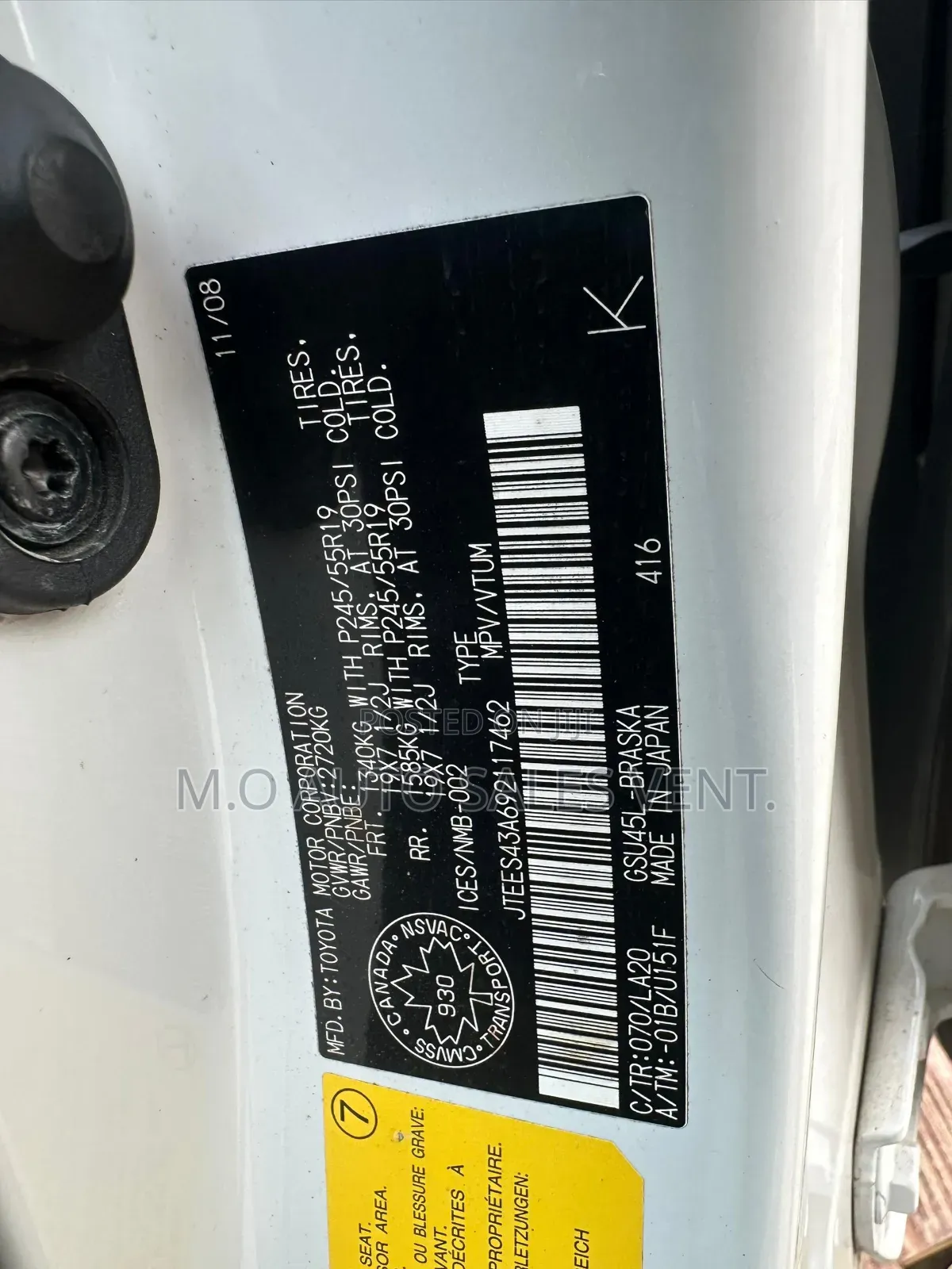 Toyota Highlander Sport 2009 White