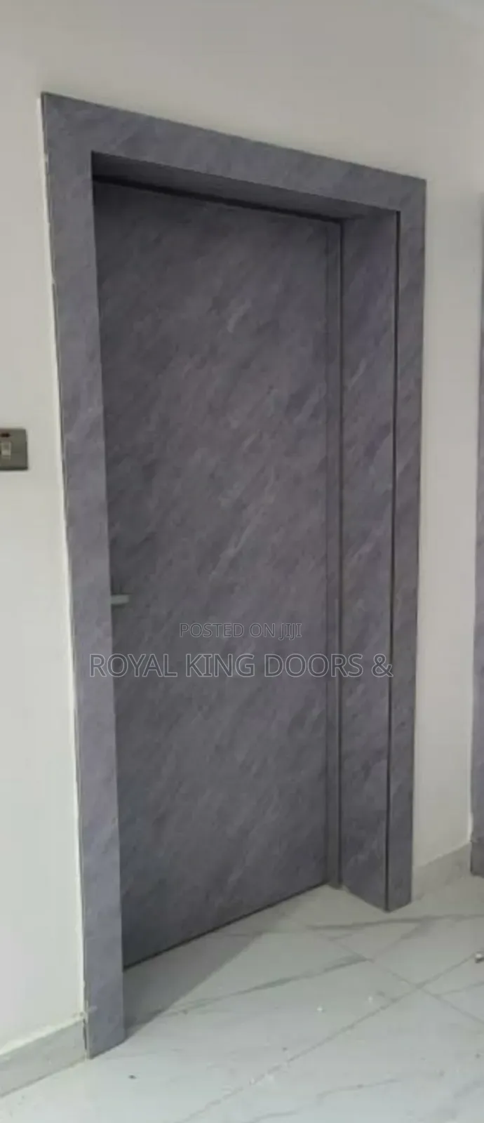 Gray HDF Wooden Room Doors With Handles and Frame
