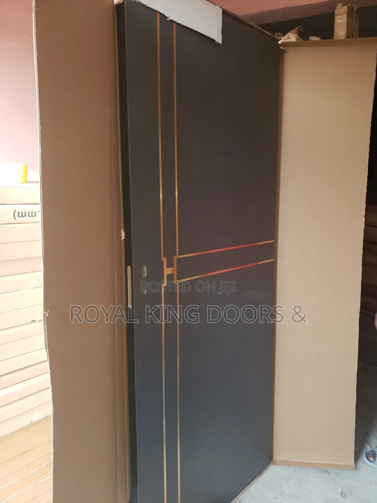 Gray HDF Wooden Room Doors With Handles and Frame