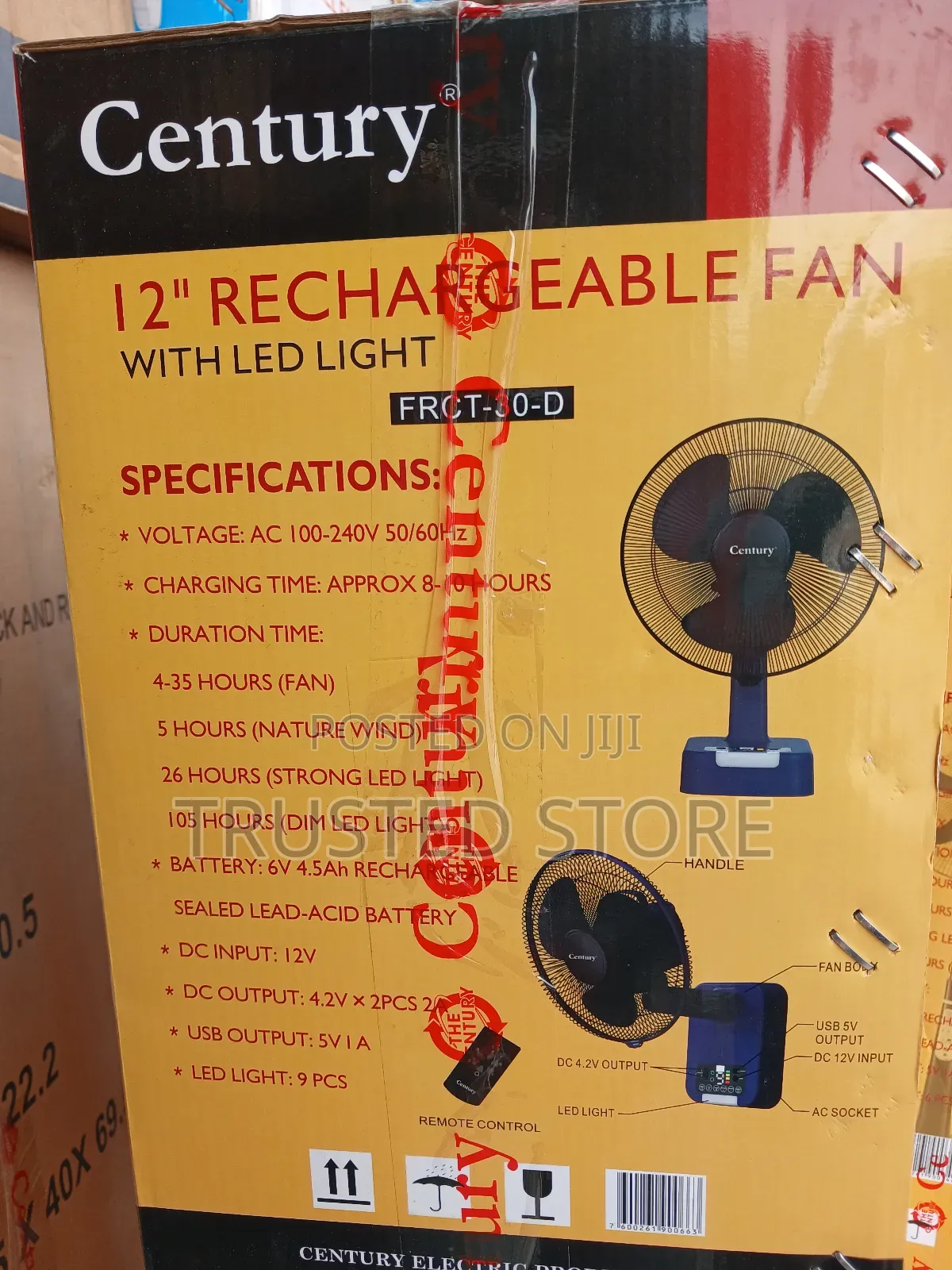 Century 12" Table Rechargeable Fan