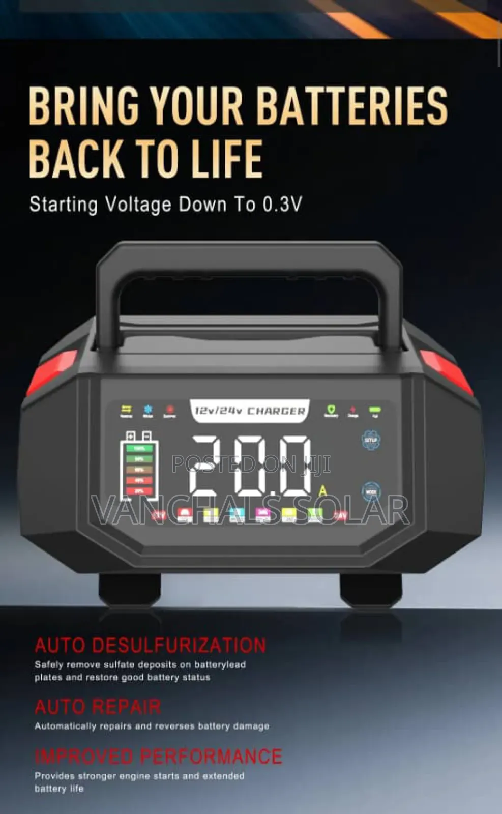 Lithium Lifepo4/Lead Acid Battery Charger 12/24v 20a