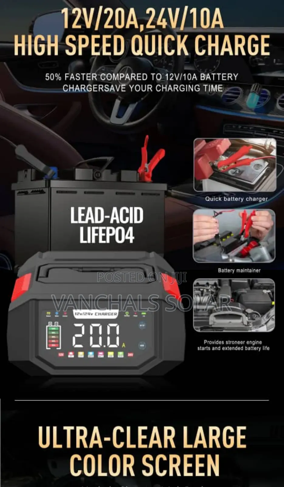 Lithium Lifepo4/Lead Acid Battery Charger 12/24v 20a