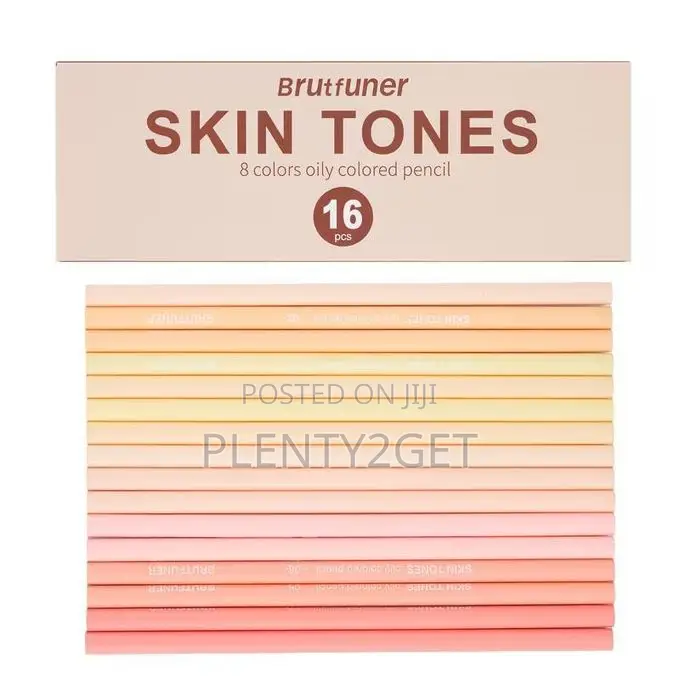 Set of 16 High-Quality Colored Pencils Featuring 8 Shades of Skin Tone