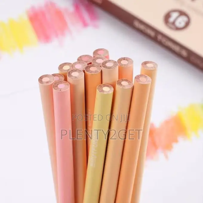 Set of 16 High-Quality Colored Pencils Featuring 8 Shades of Skin Tone