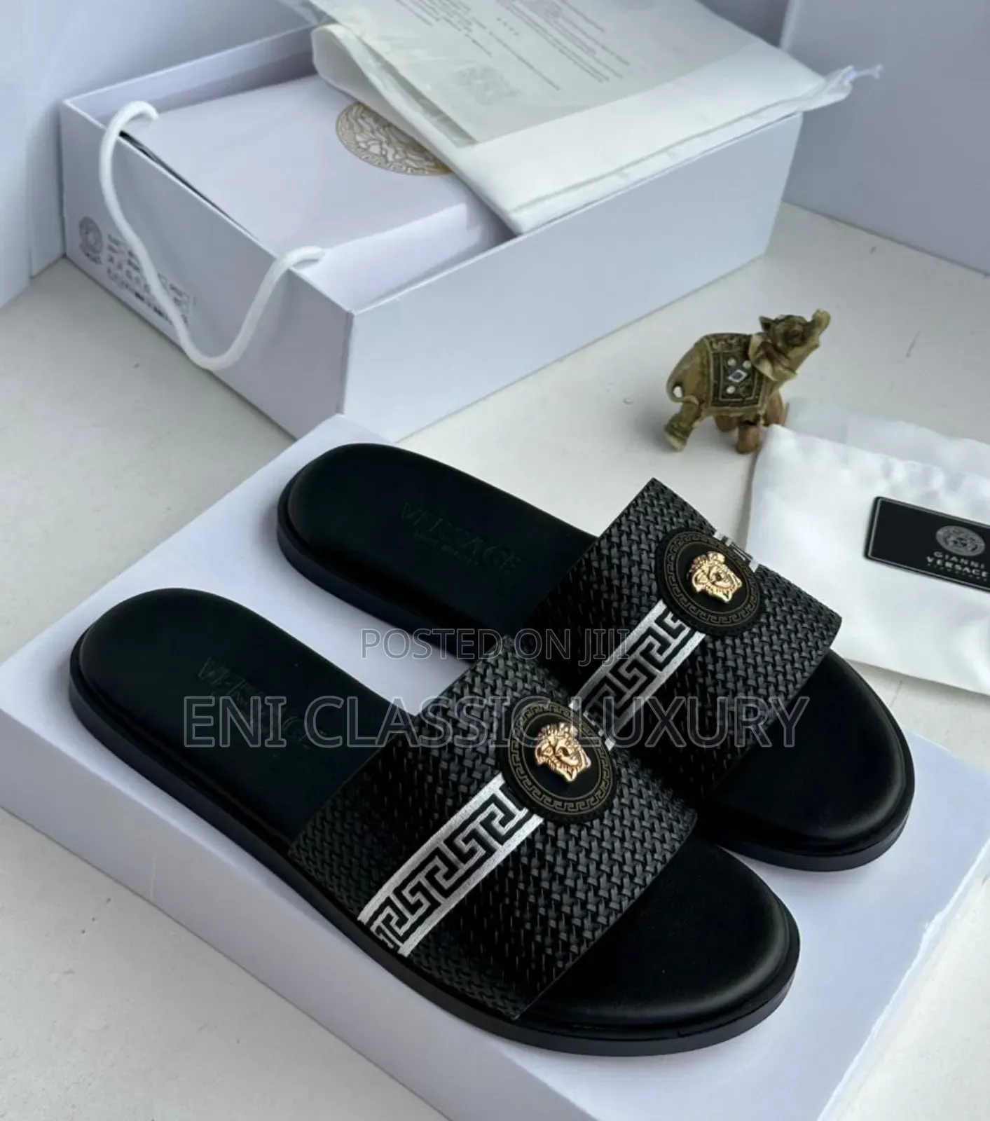 Best Quality Luxury Men's Slippers Versace Well Banded Package