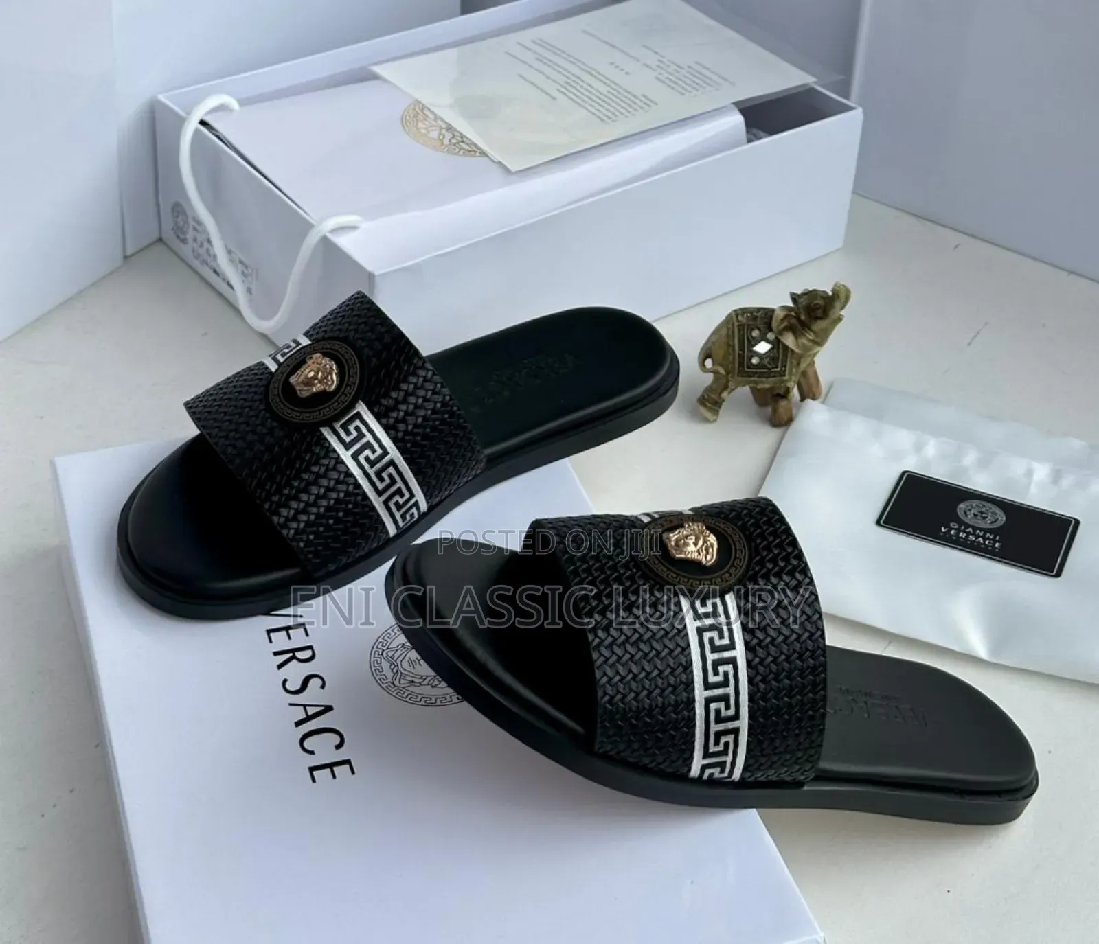 Best Quality Luxury Men's Slippers Versace Well Banded Package