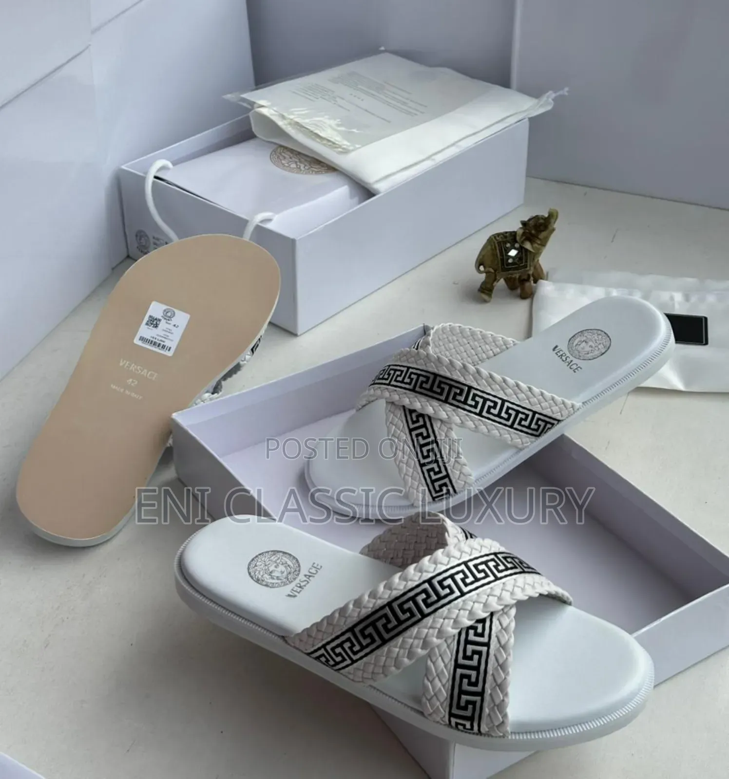 Best Quality Luxury Men's Slippers Versace Well Banded Package