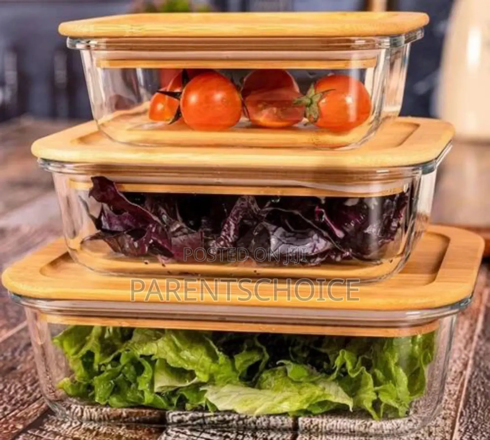 3 in 1 Glass Food Storage Containers With Bamboo Cover