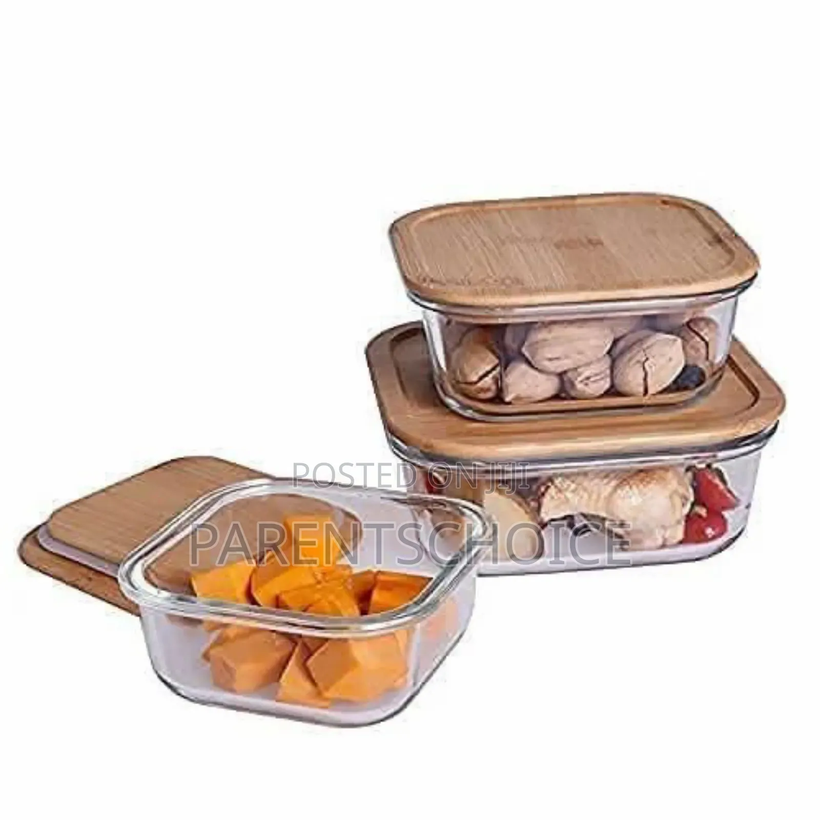 3 in 1 Glass Food Storage Containers With Bamboo Cover