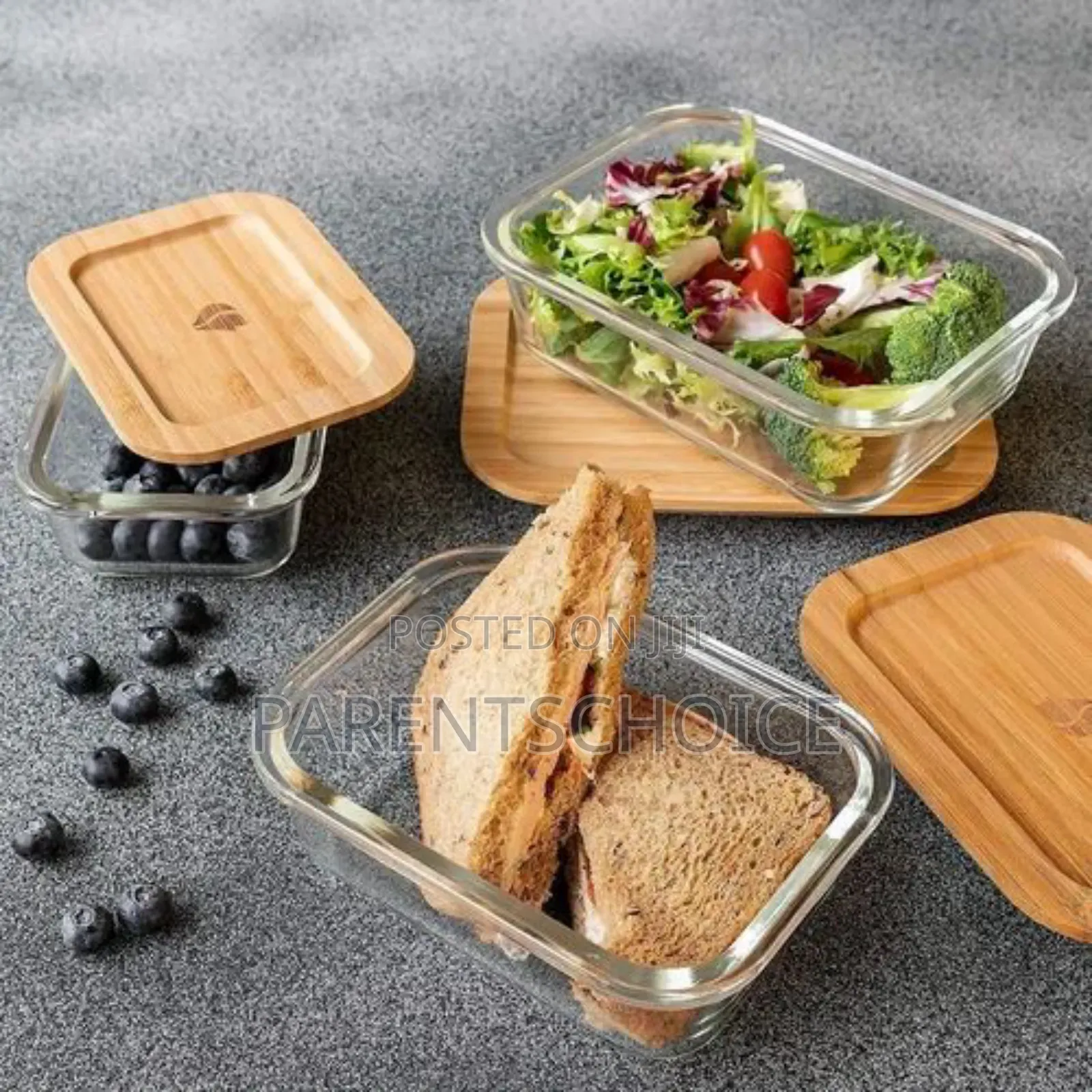 3 in 1 Glass Food Storage Containers With Bamboo Cover