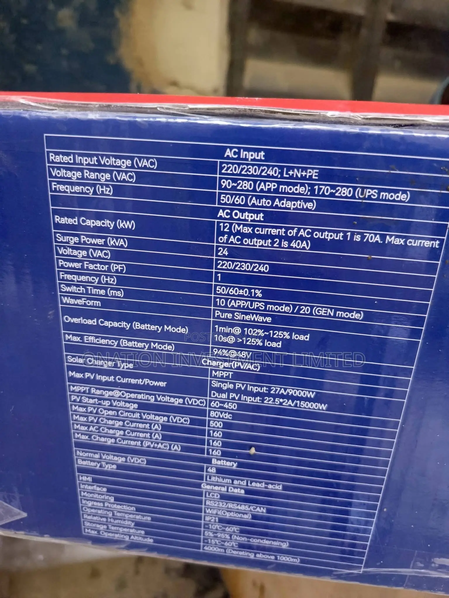 SMS 12kva 48v Hybrid Inverter – 15,000w Pv Input