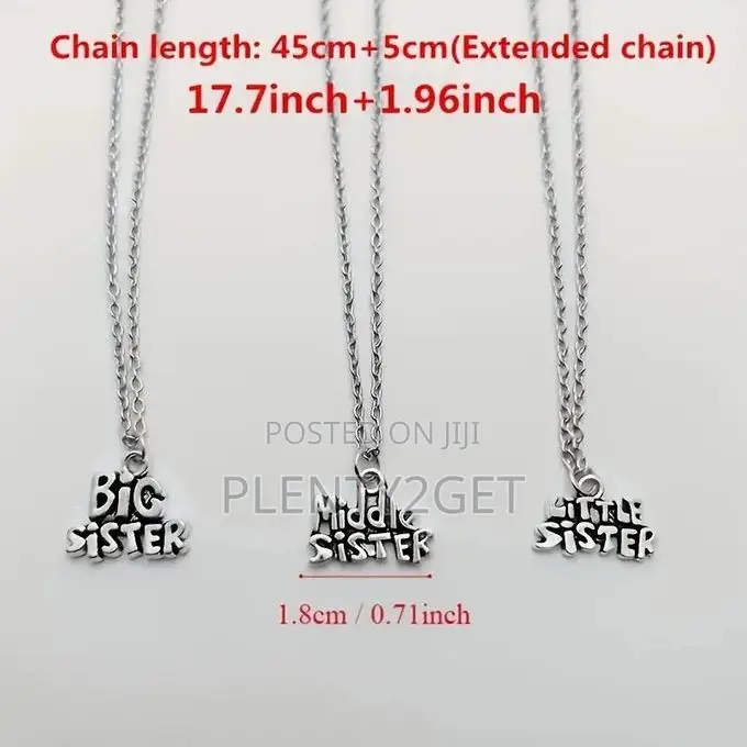 3pcs Sisterhood Charm Necklace Set, Alloy Pendant, Party Style, Big Si