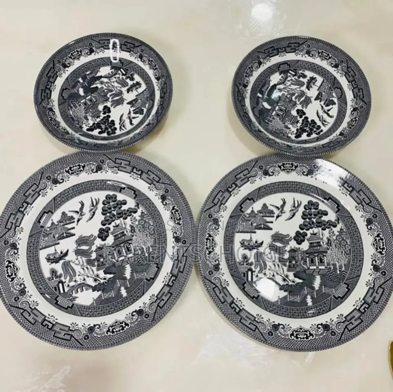 Black Willow Pottery Plates Bowl Dinnerware Set 12/18 PCS