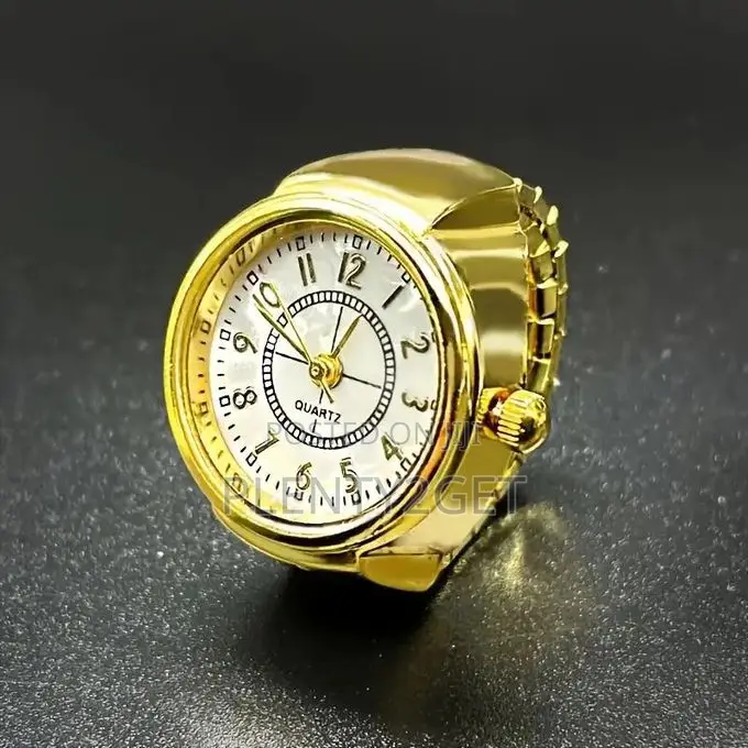 Vintage Golden Ring Watch for Women - Retro Mini Finger Watch With All